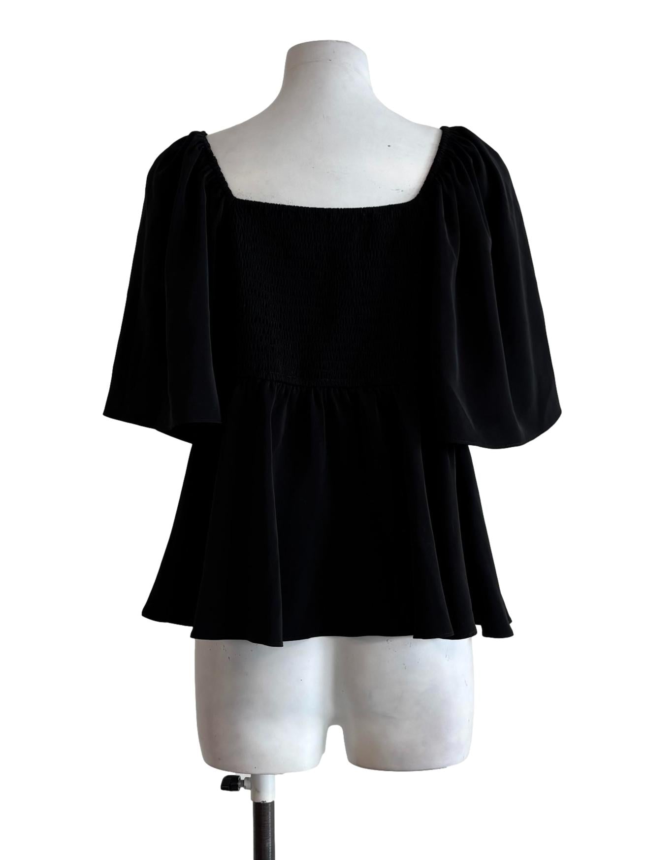 Black Sweetheart Flare Sleeves Top