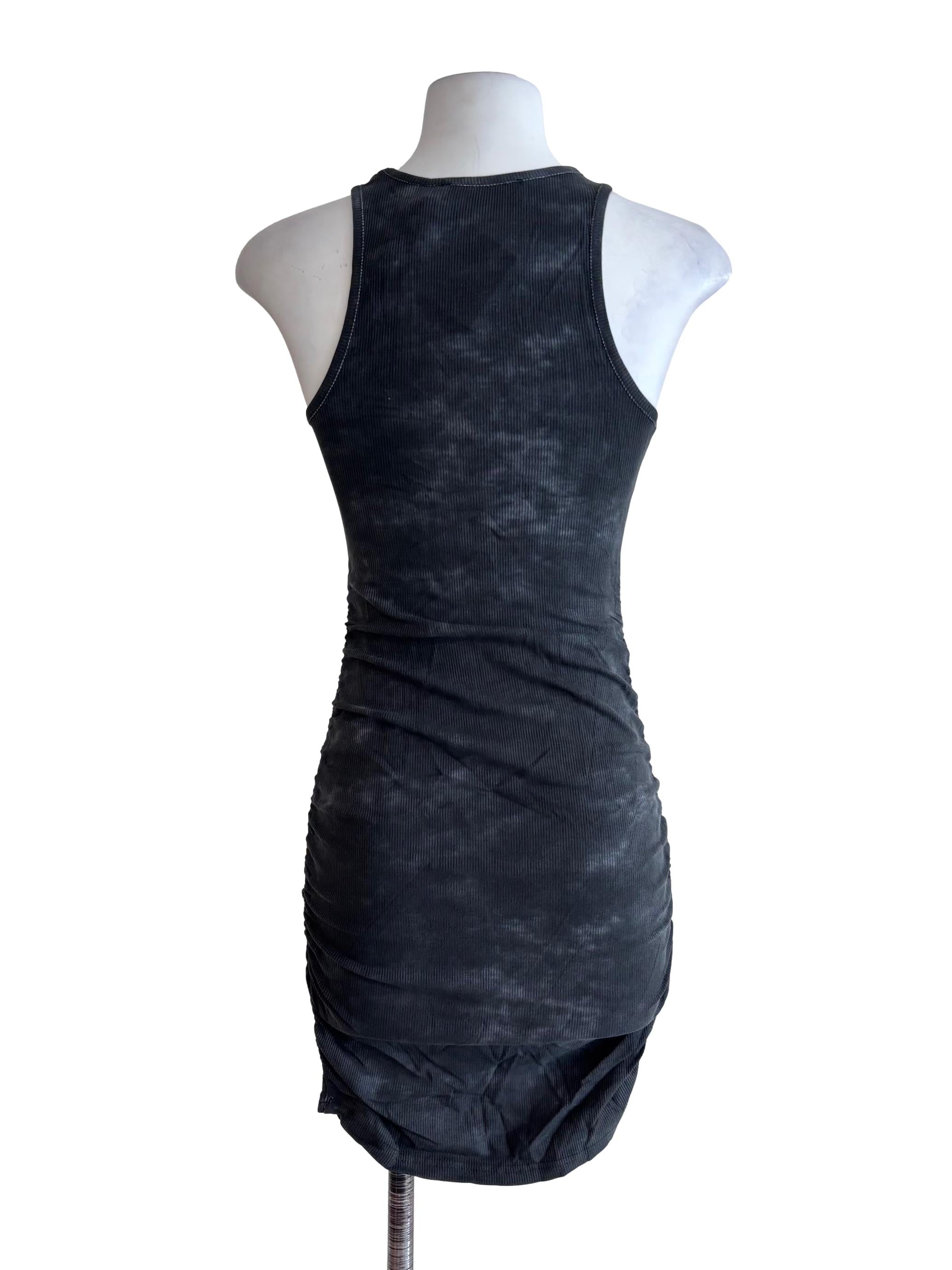 Black Aerin Asymmetrical Ruch Side Dress