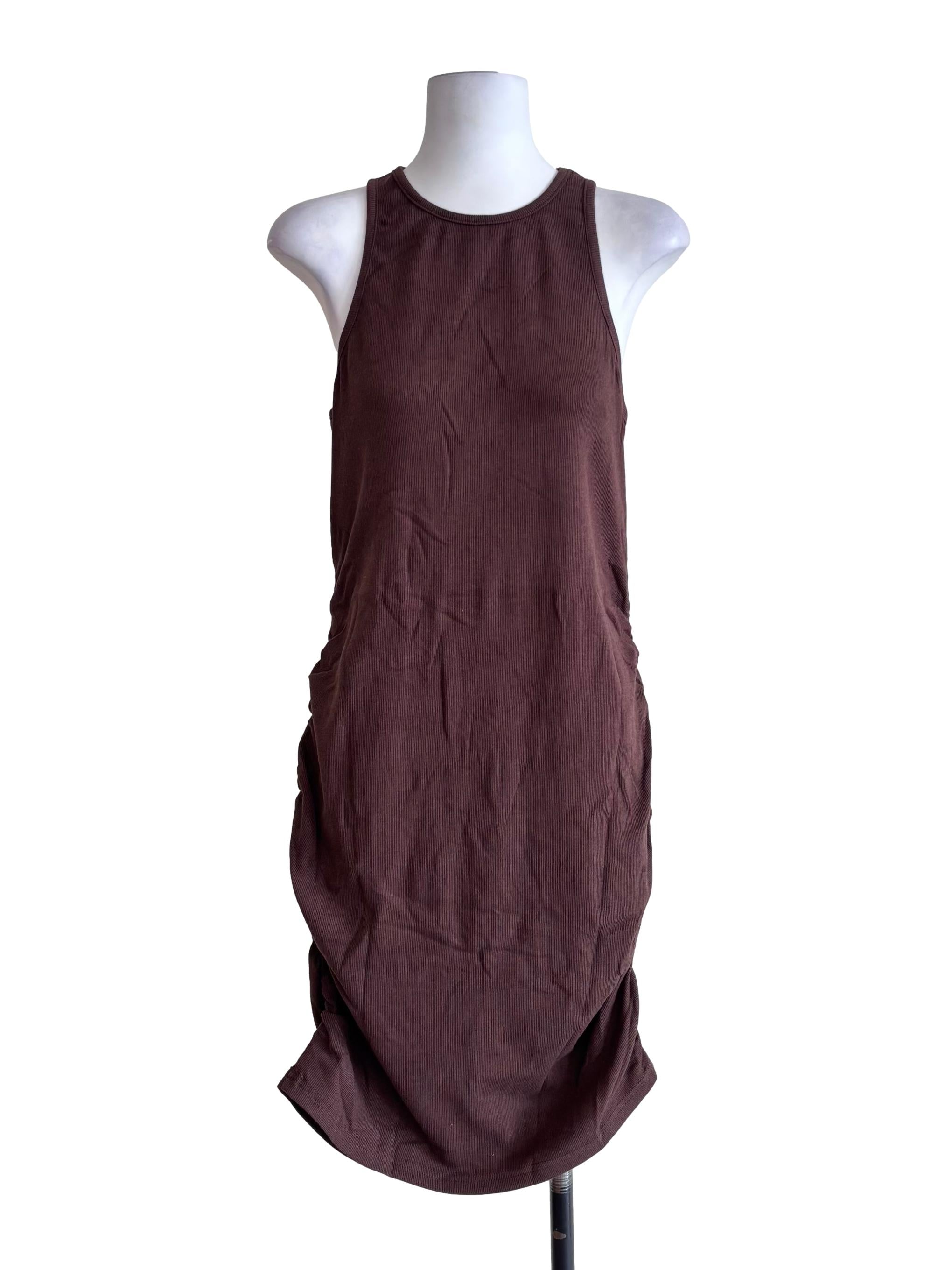 Brown Aerin Asymmetrical Ruch Side Dress
