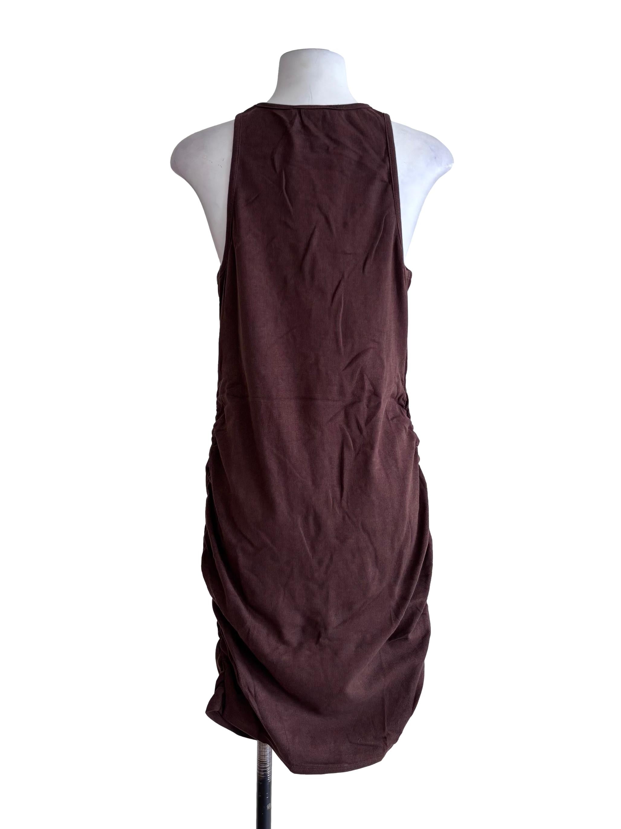 Brown Aerin Asymmetrical Ruch Side Dress