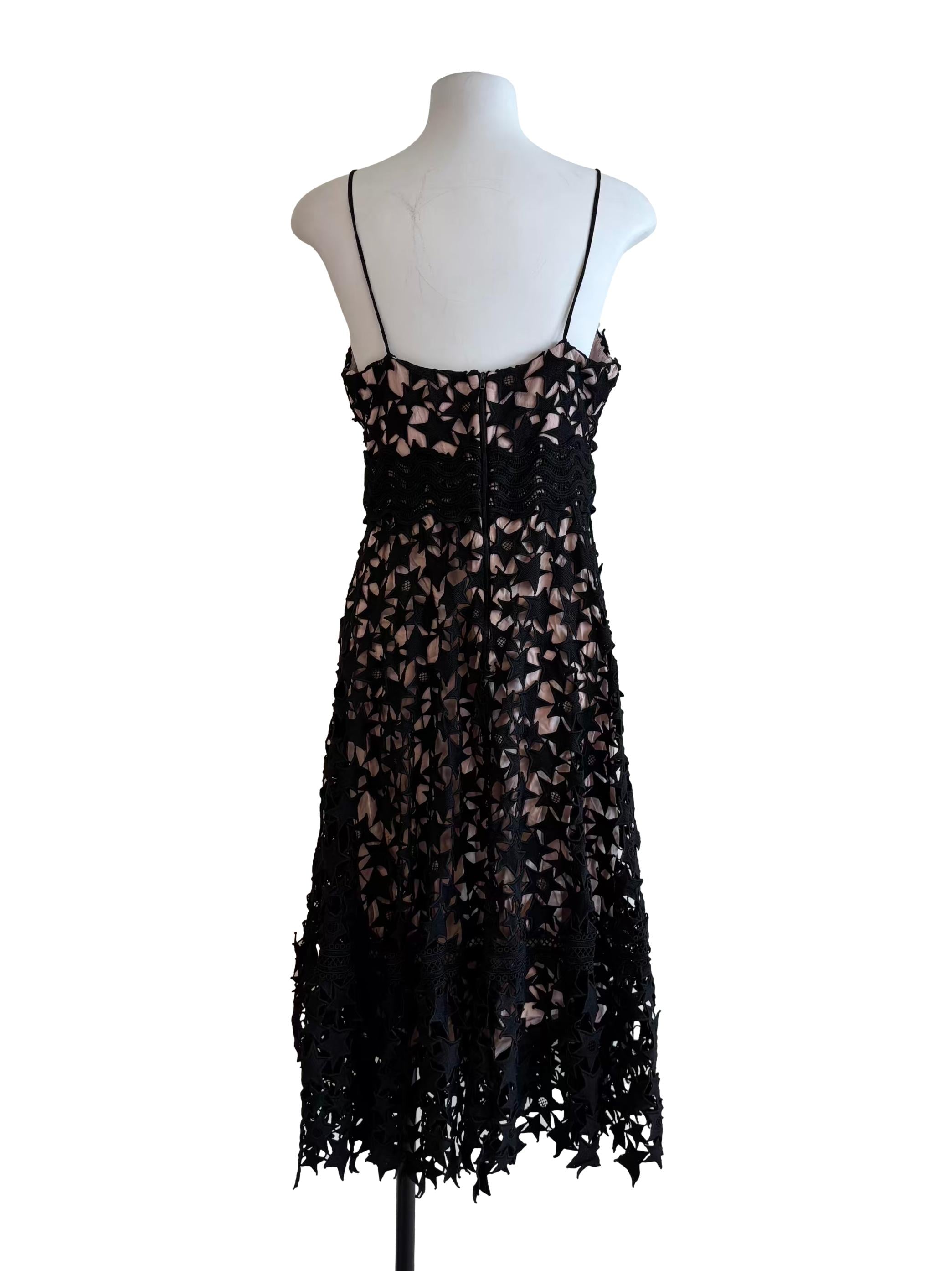 Black Star Embroidered Spaghetti Strap Dress