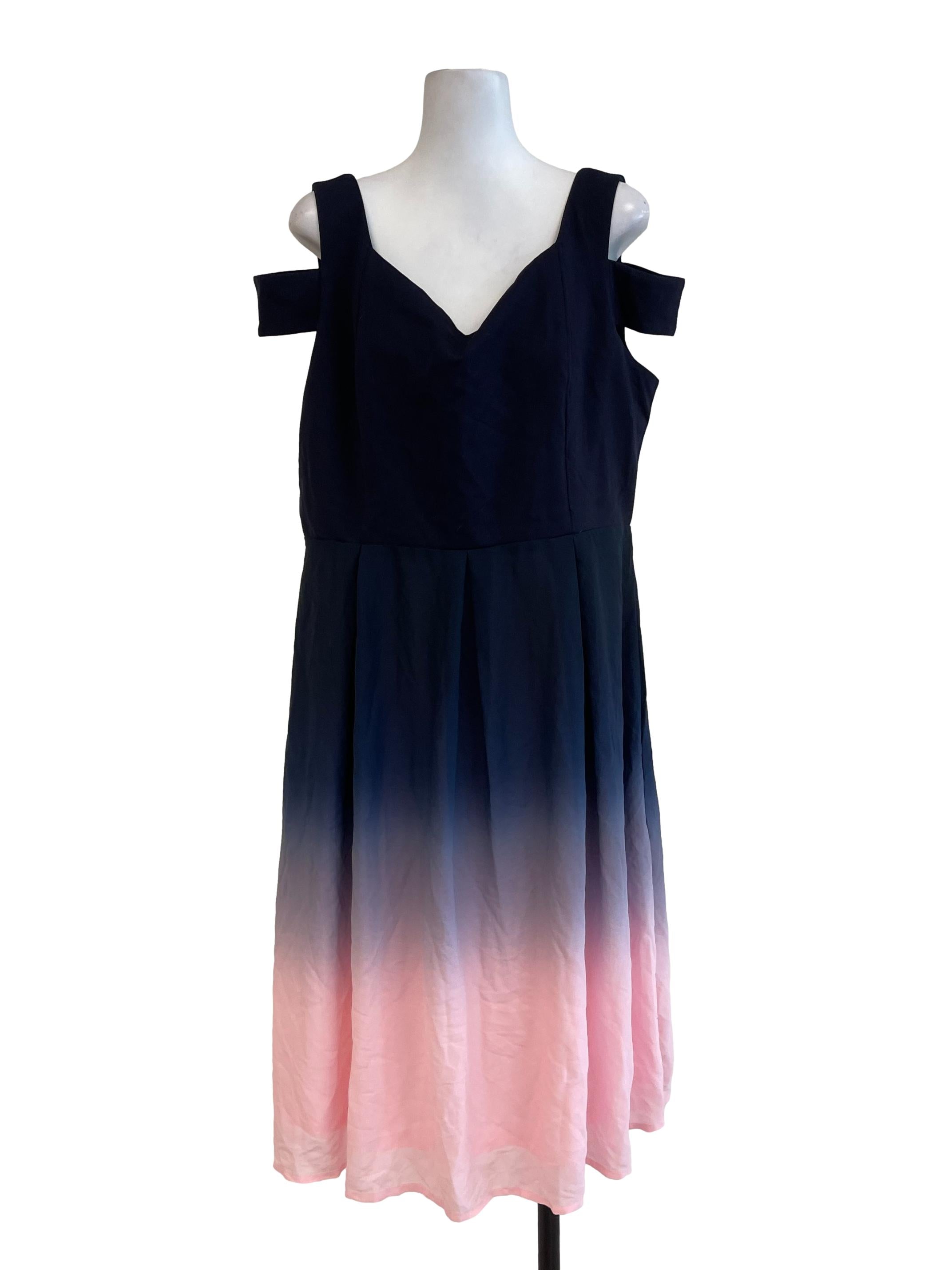 Pink & Blue Gradient Midi Dress