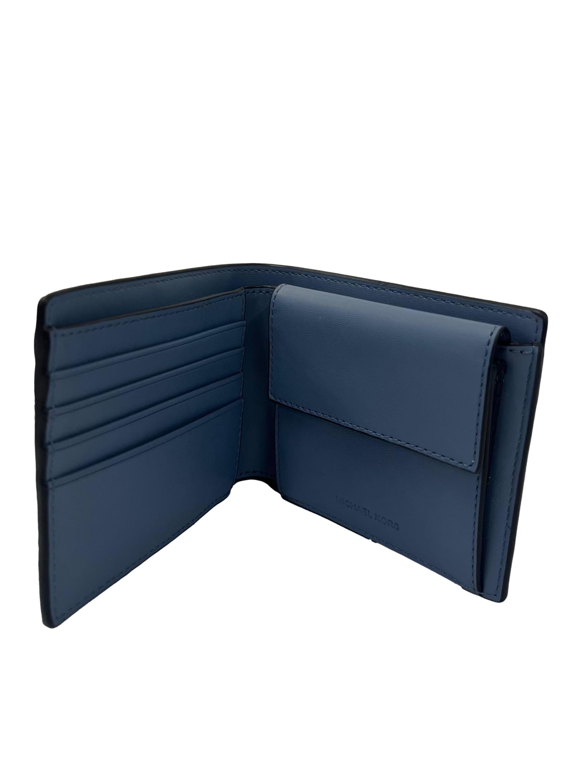 Blue Monogram Folding Wallet