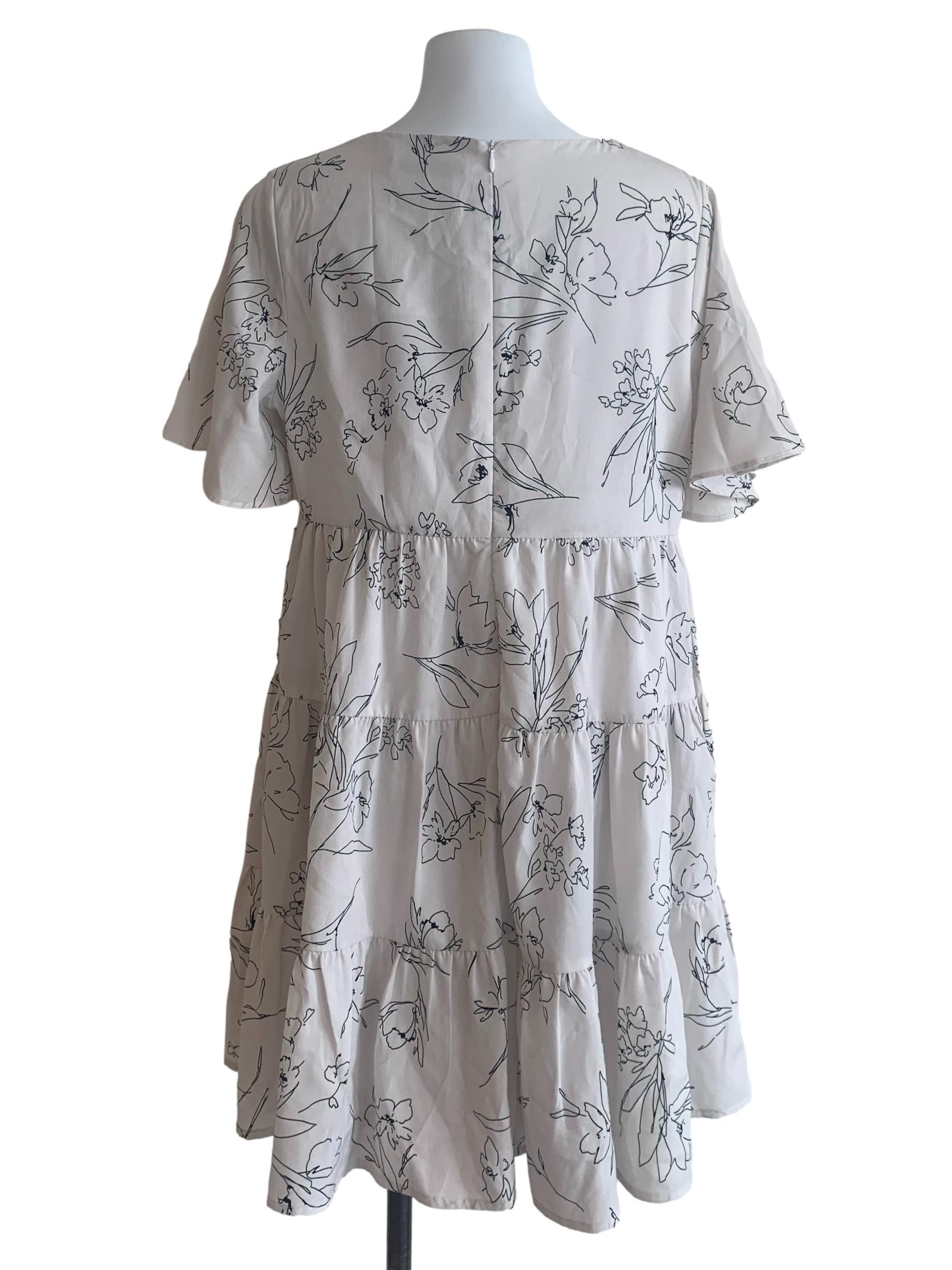 Chiffon White Floral Pattern Dress