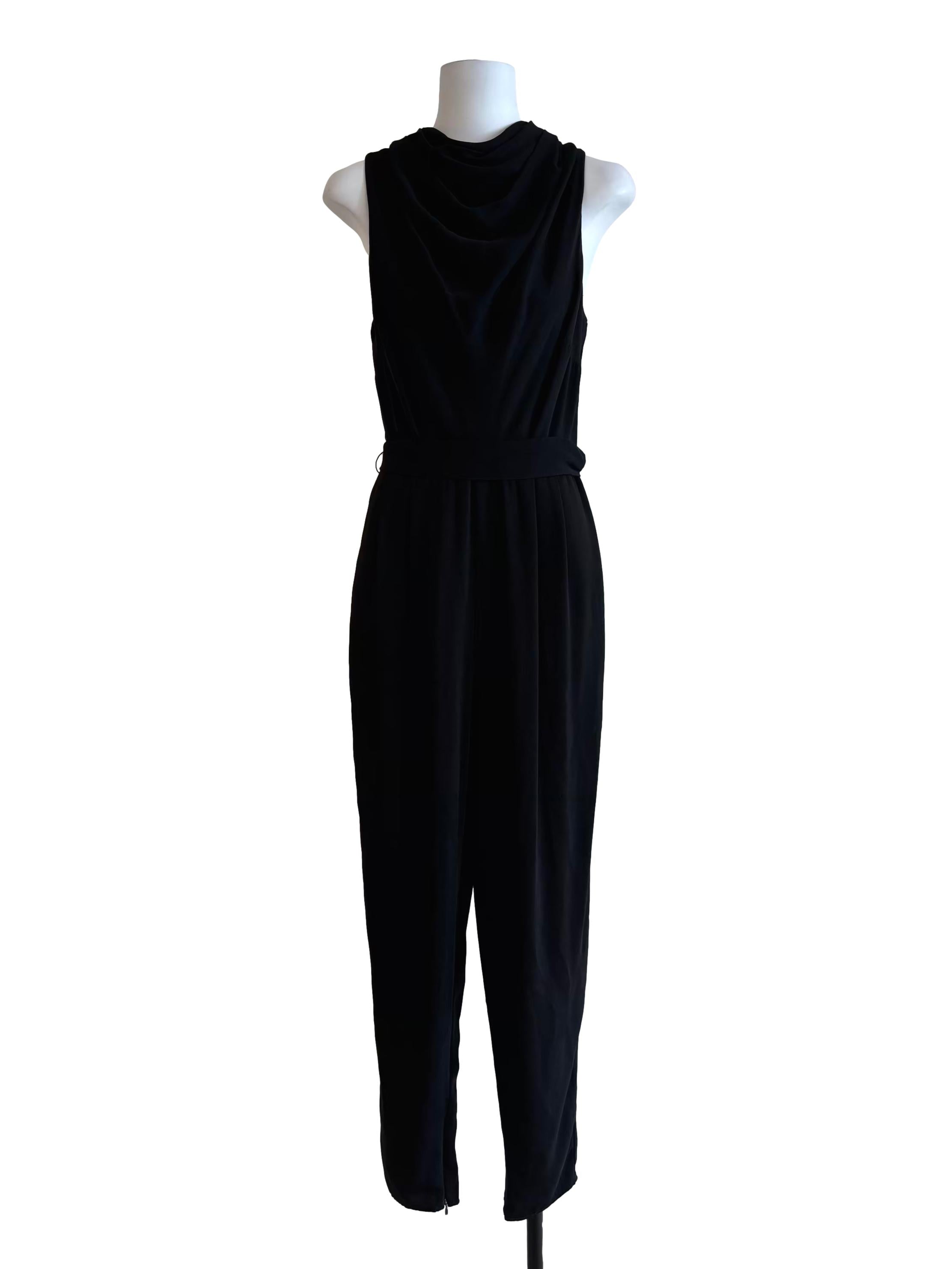 Ink Black Cowl Neck Slim Fit Jumpsuit