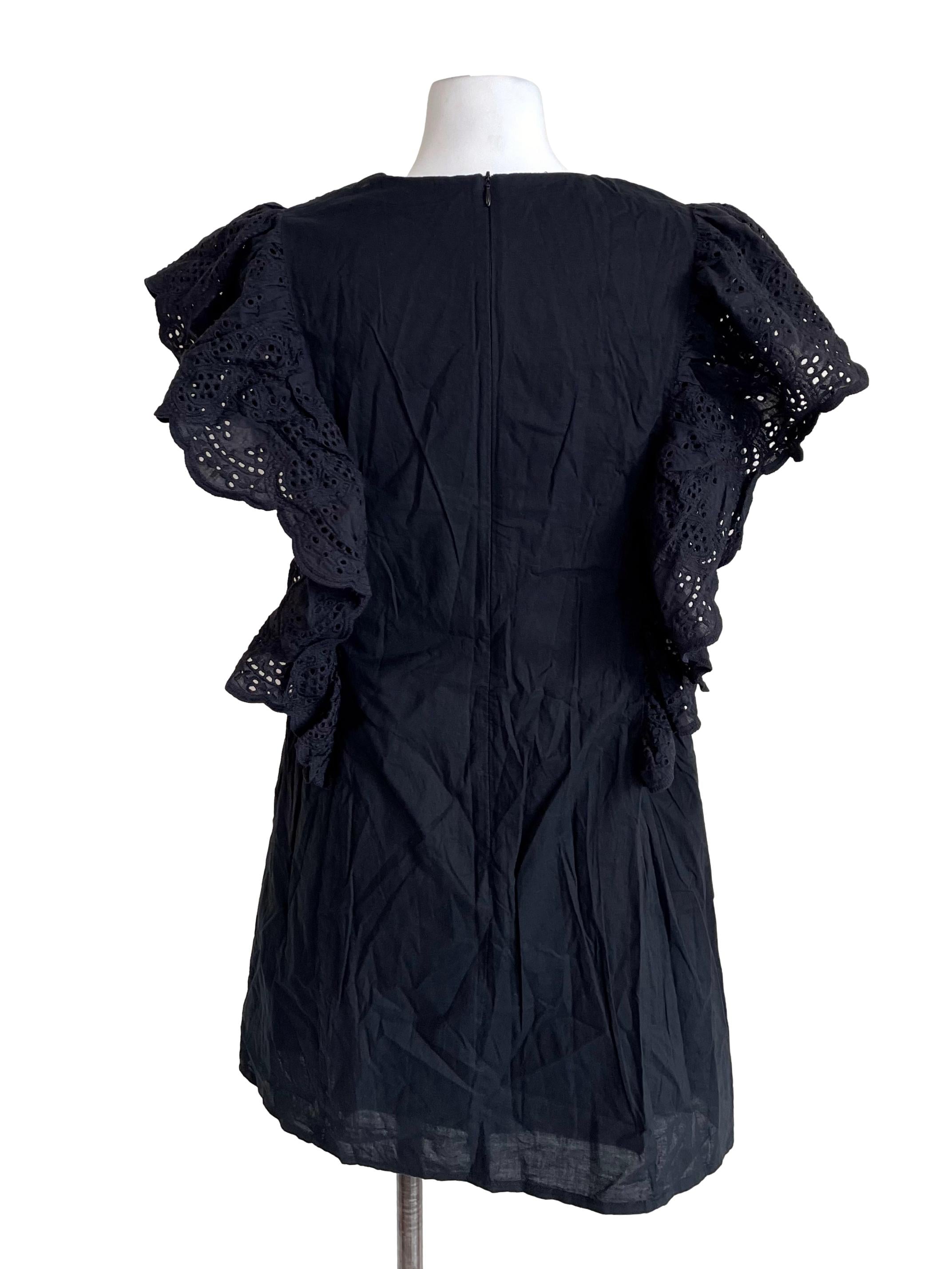 Black Butterfly Sleeves V Neck Romper