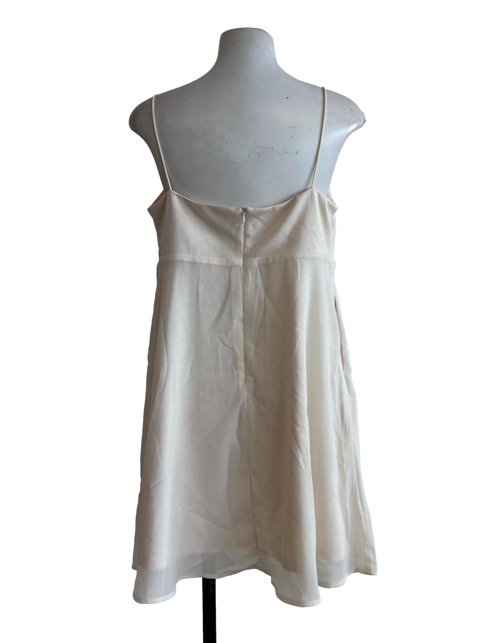 Ivory White Spaghetti Strap Pleated Chiffon Dress