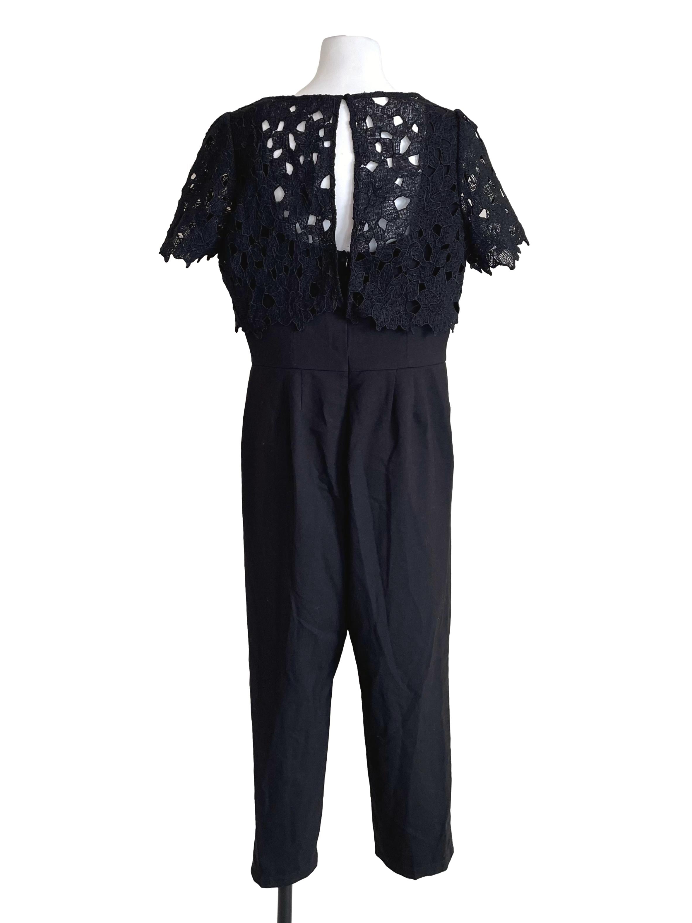 Black Embroidery Square Neck Jumpsuit