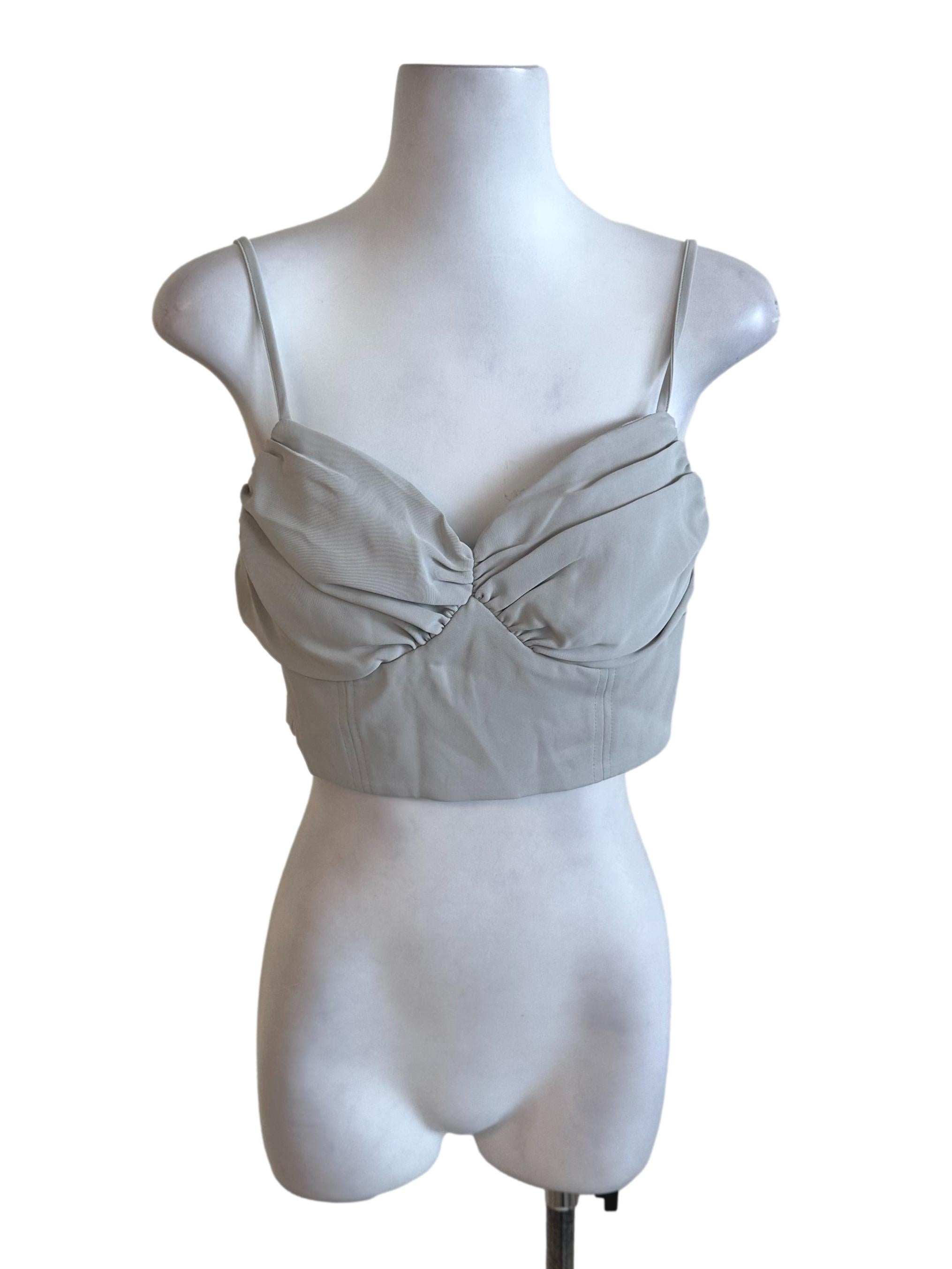 Light Grey Plain Sweetheart Top