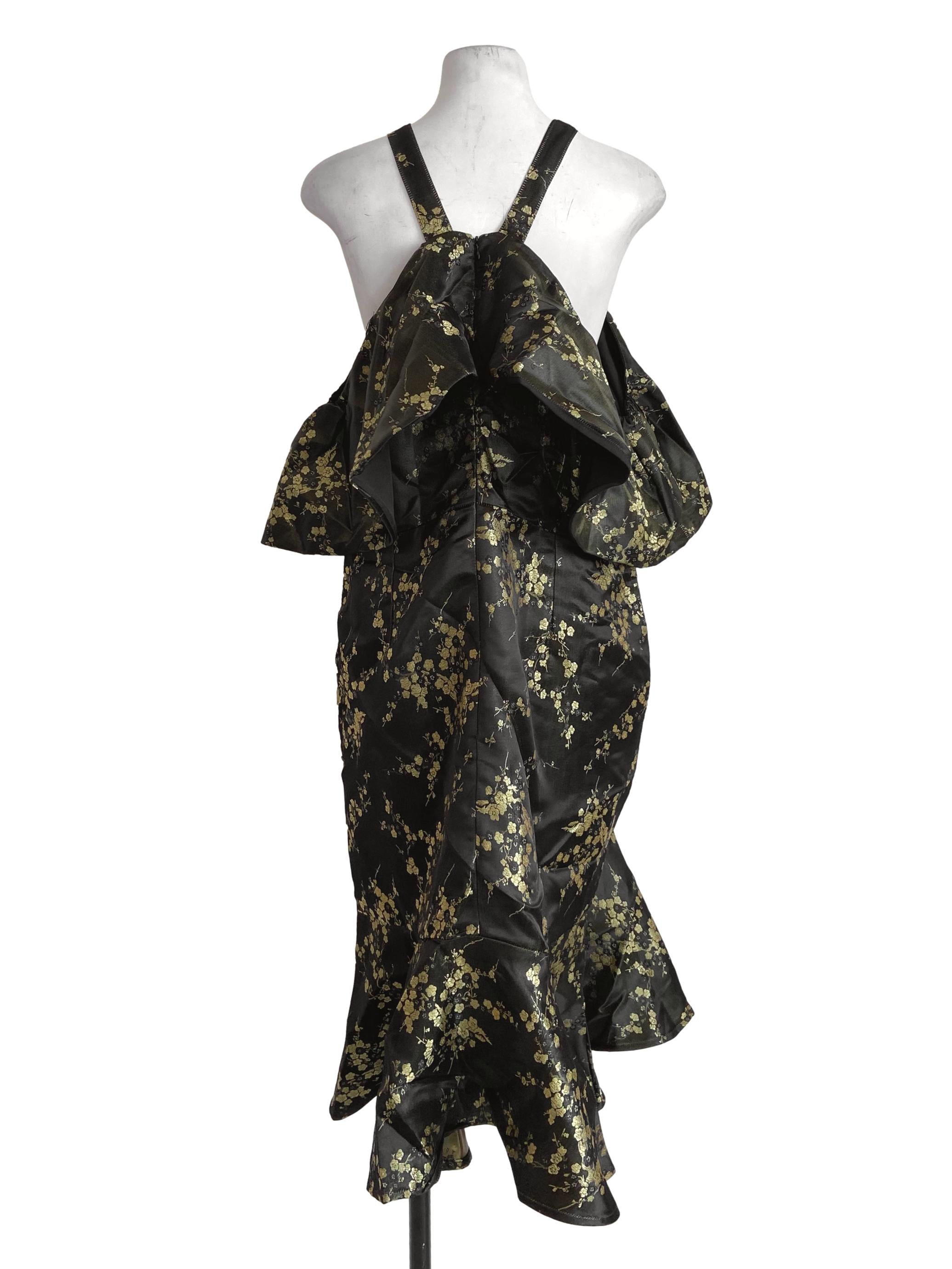 Black & Yellow Drop Shoulder Drop Waist Dress