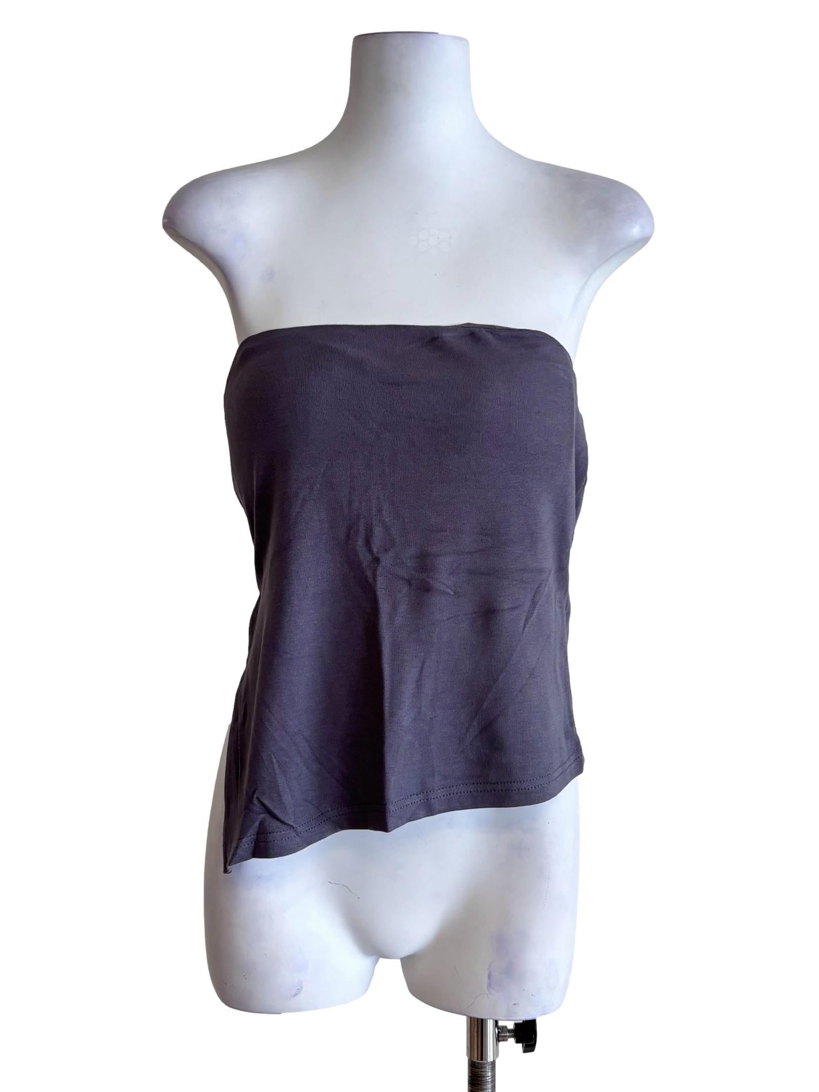 Grey Ronni Asymmetrical Padded Tube Top