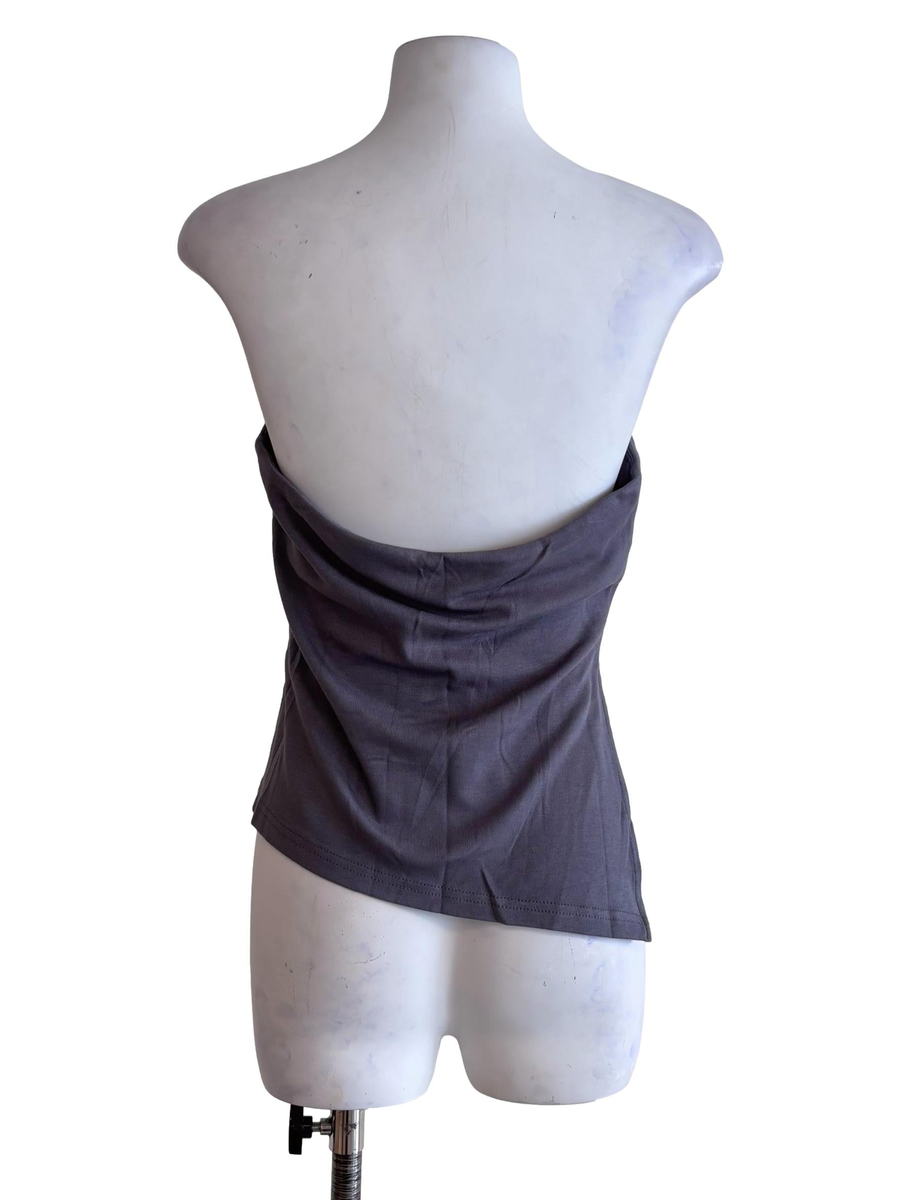 Grey Ronni Asymmetrical Padded Tube Top