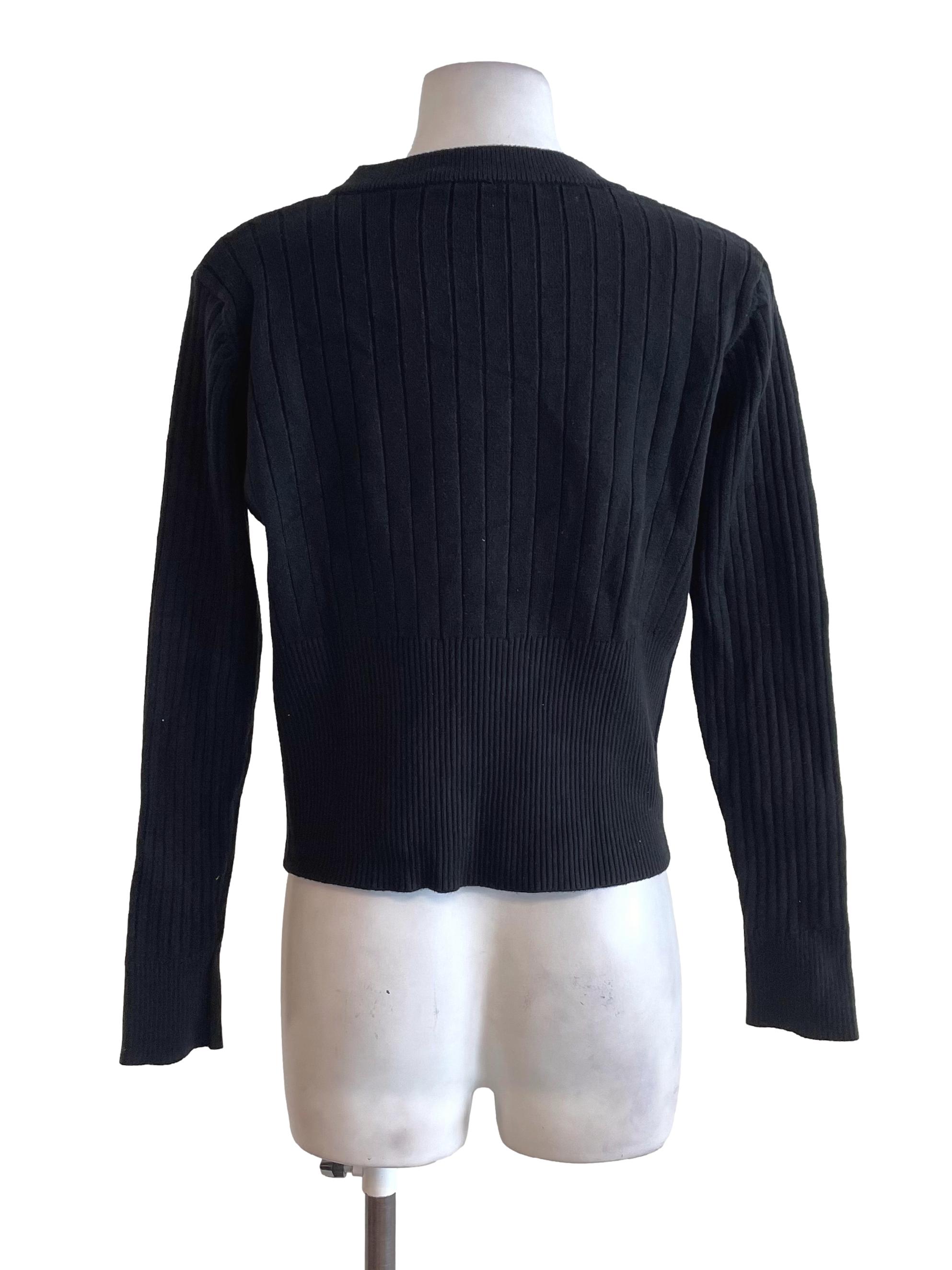 Black Ribbed Fitted Top