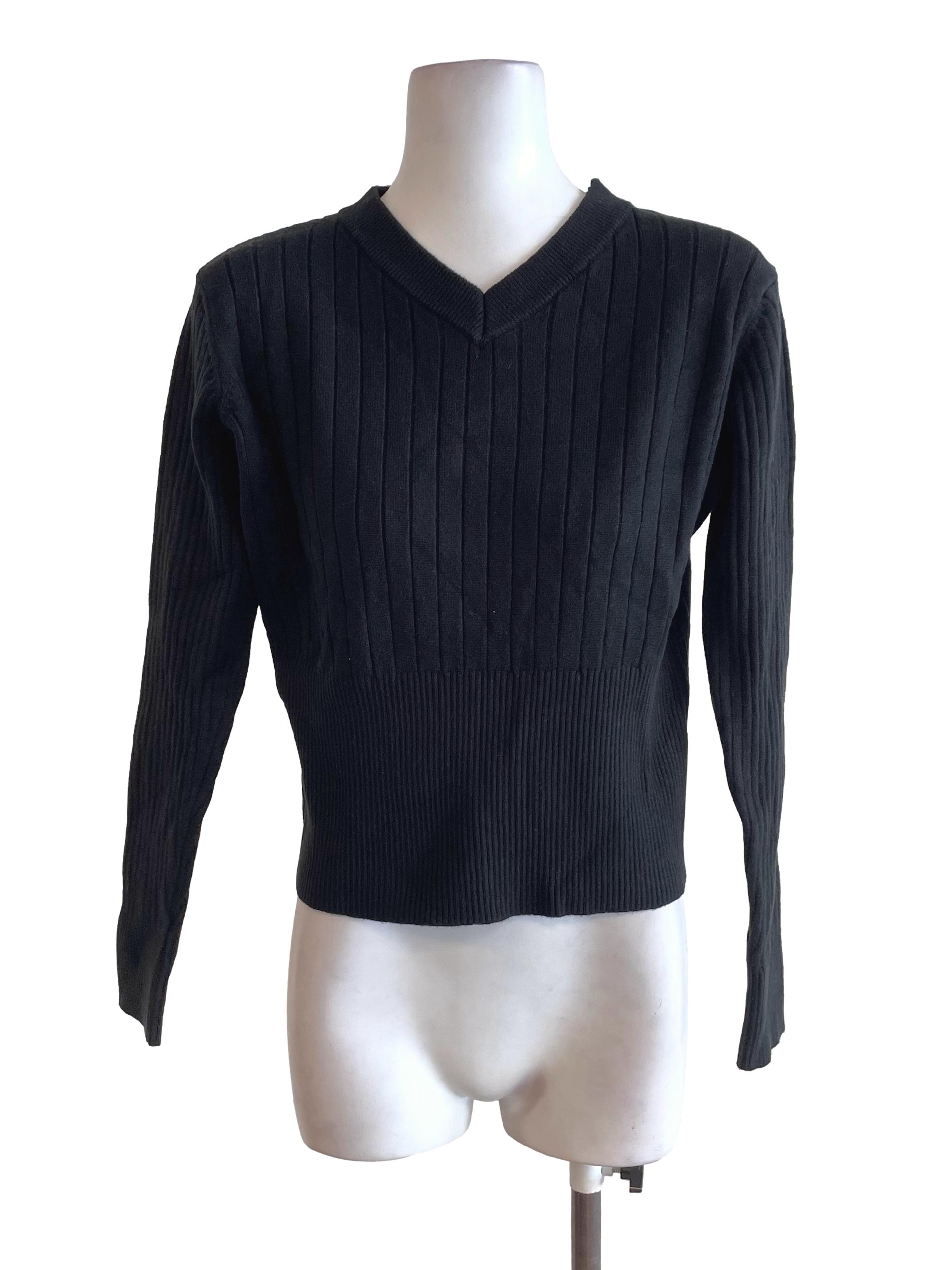 Black Ribbed Fitted Top