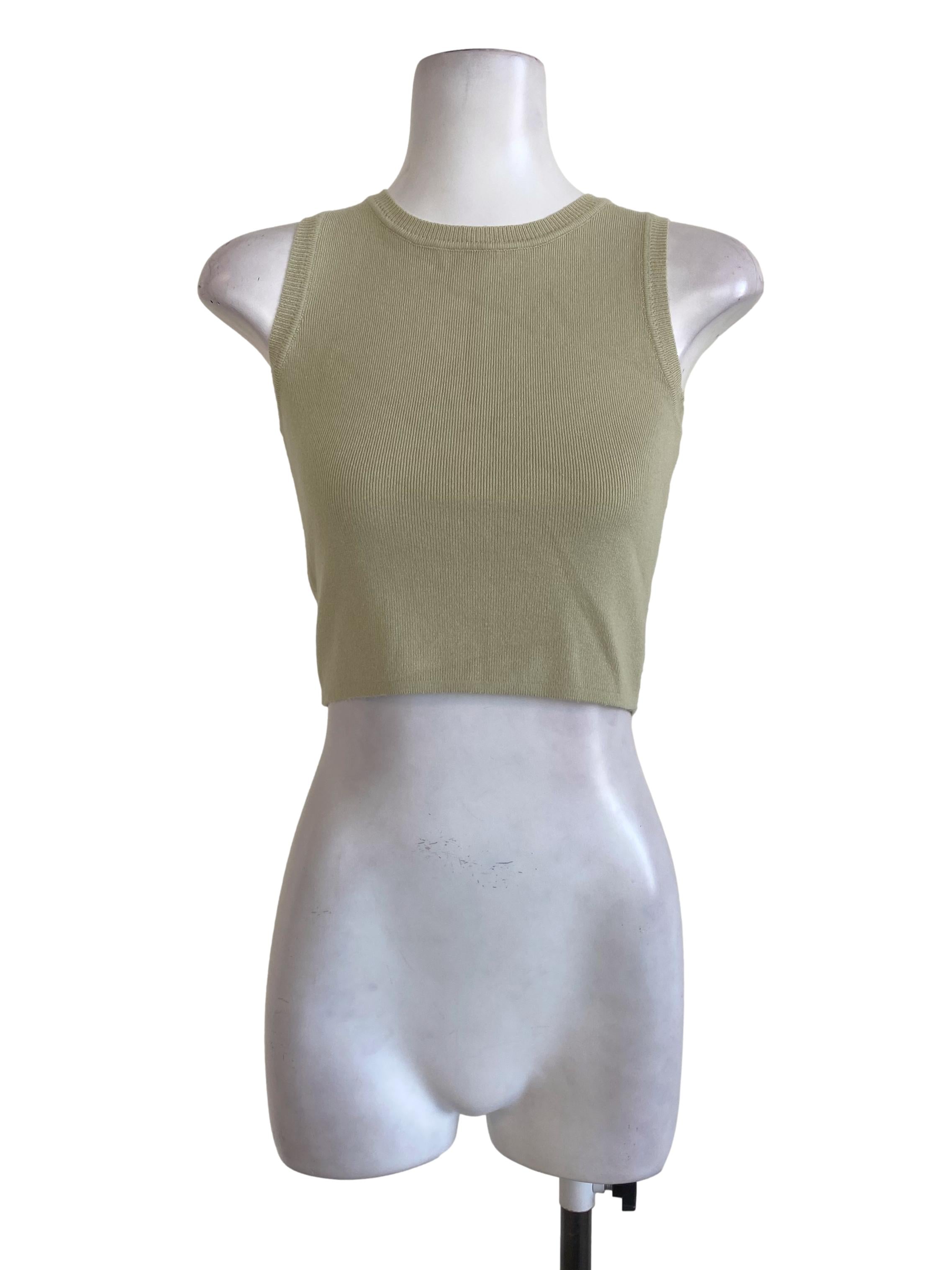 The Closet Lover Pastel Green Sleeveless Crop Top | REFASH
