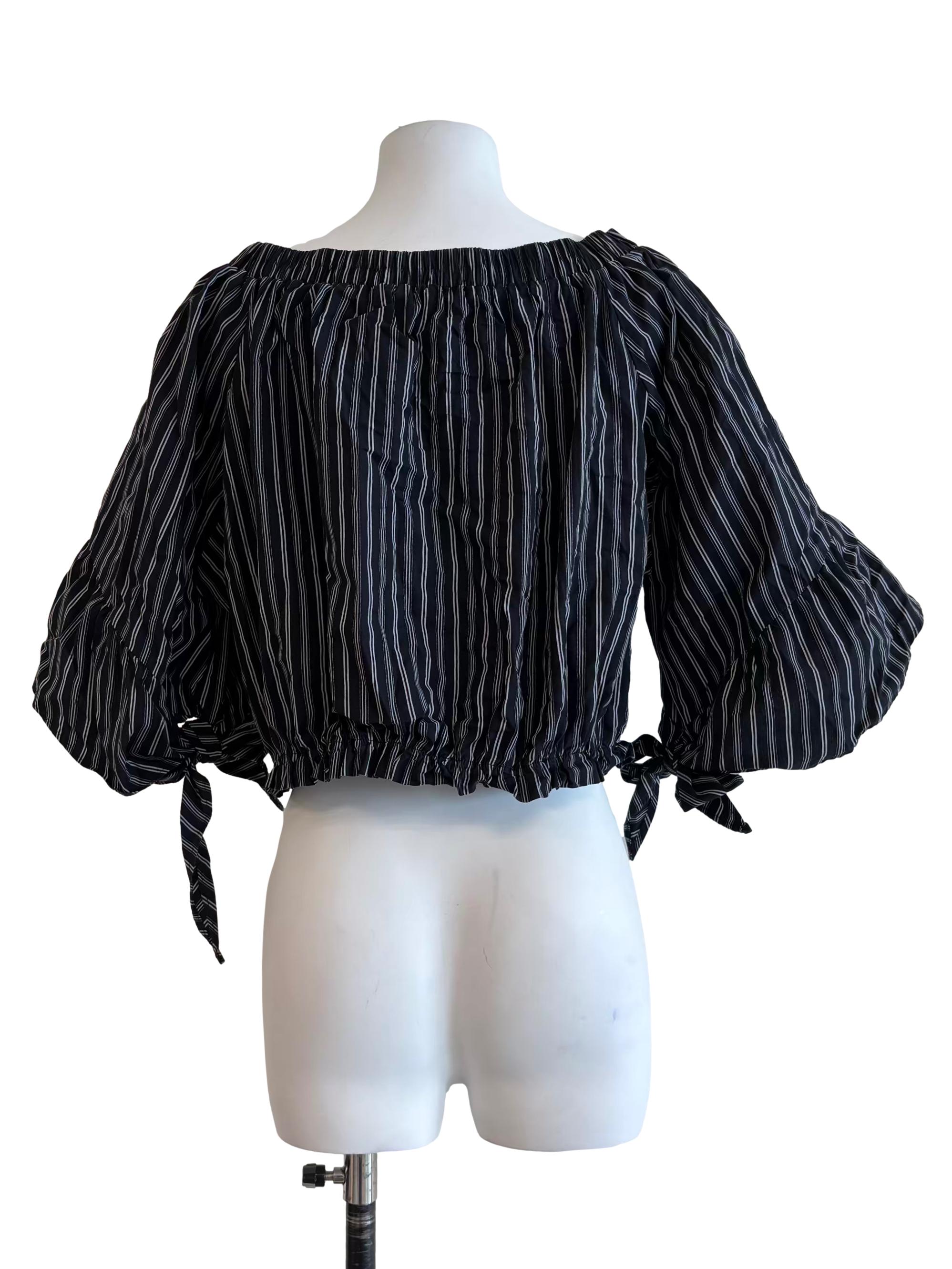 Onyx Black Striped Blouse