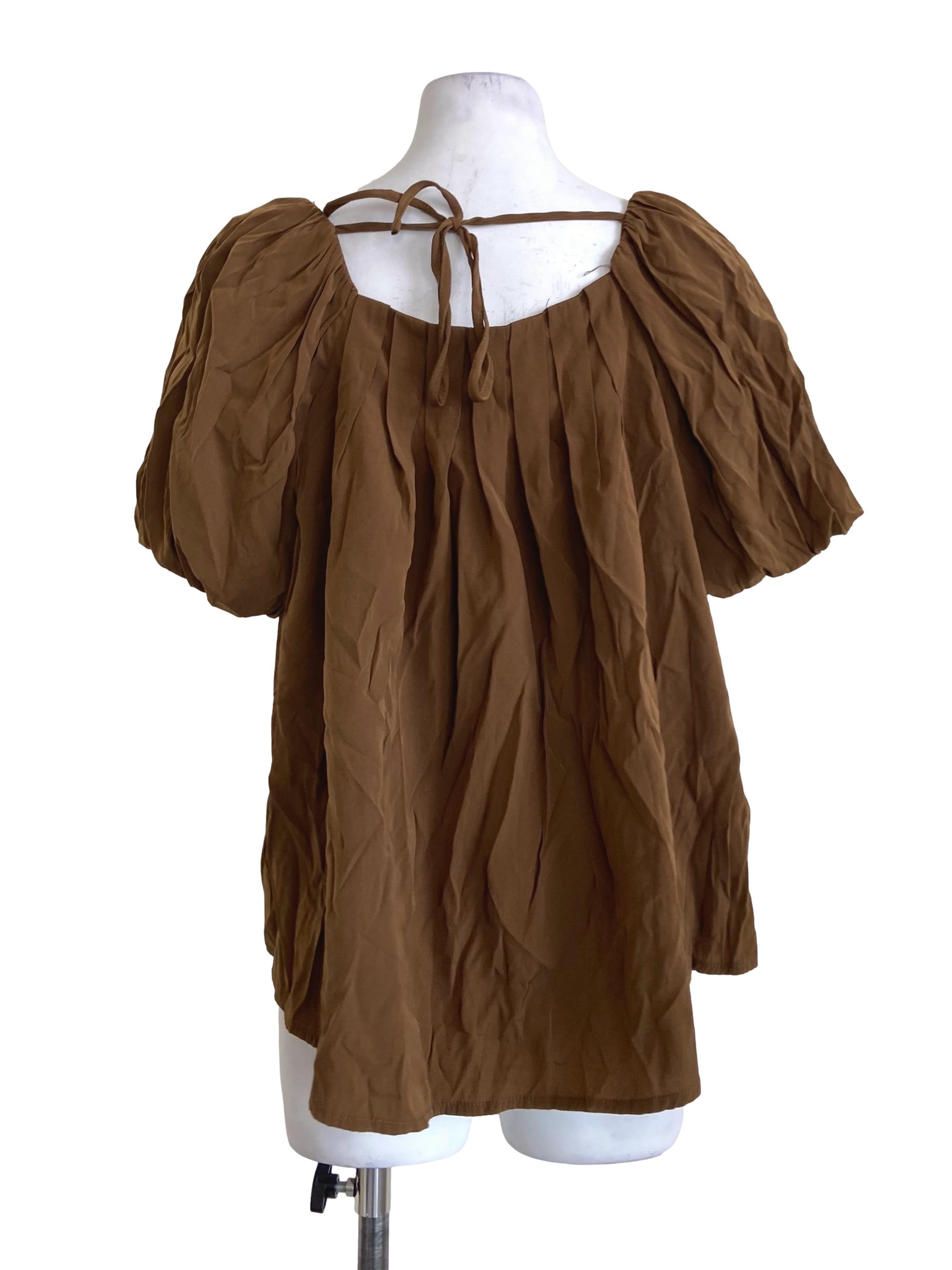 Peanut Brown Square Neck Blouse
