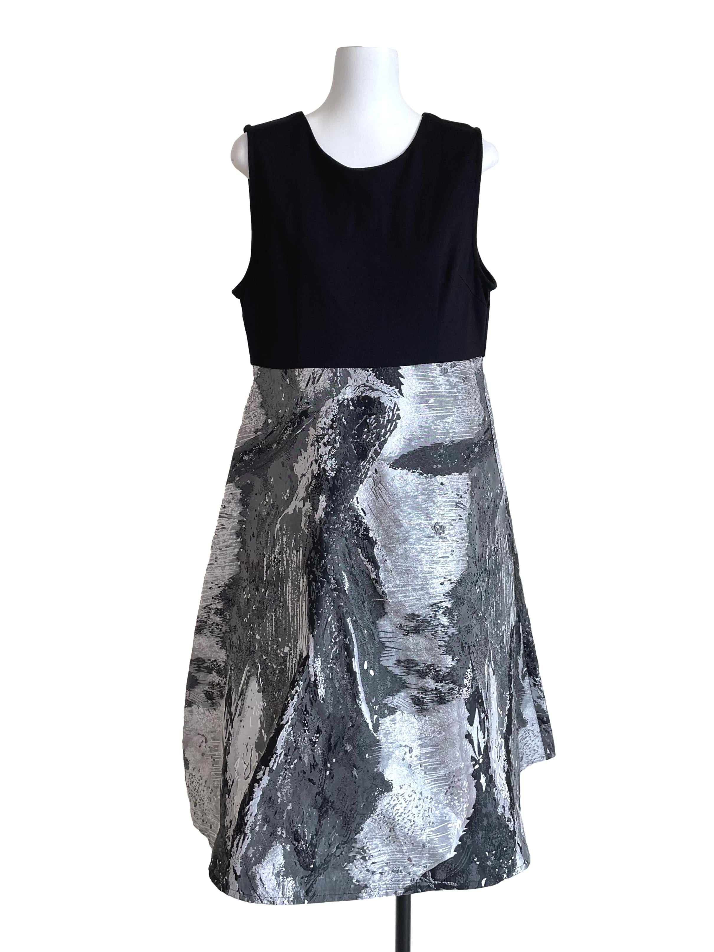 Black & Grey Contrast A-Line Dress