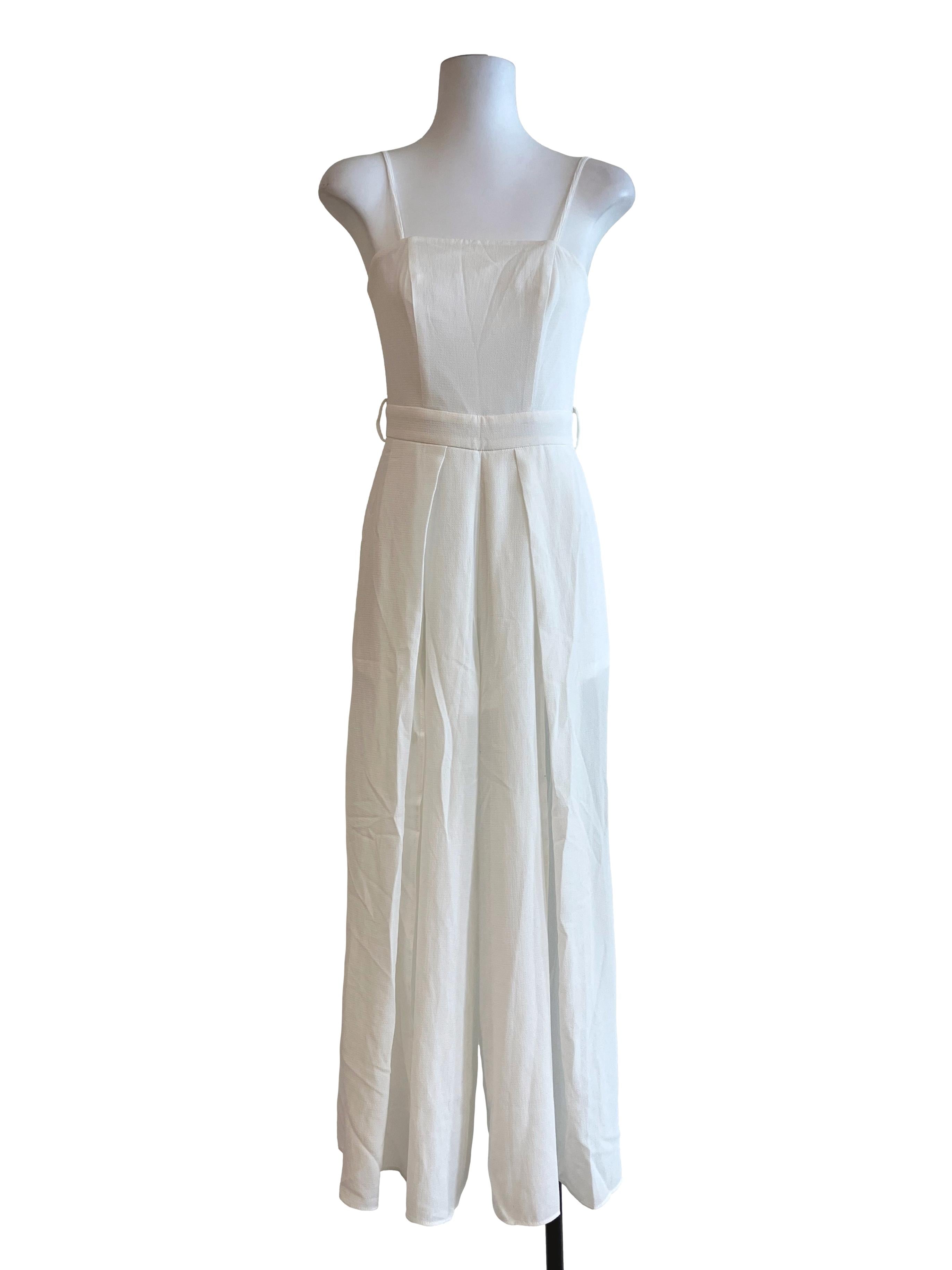 Off White Square Neck Jumpsuit