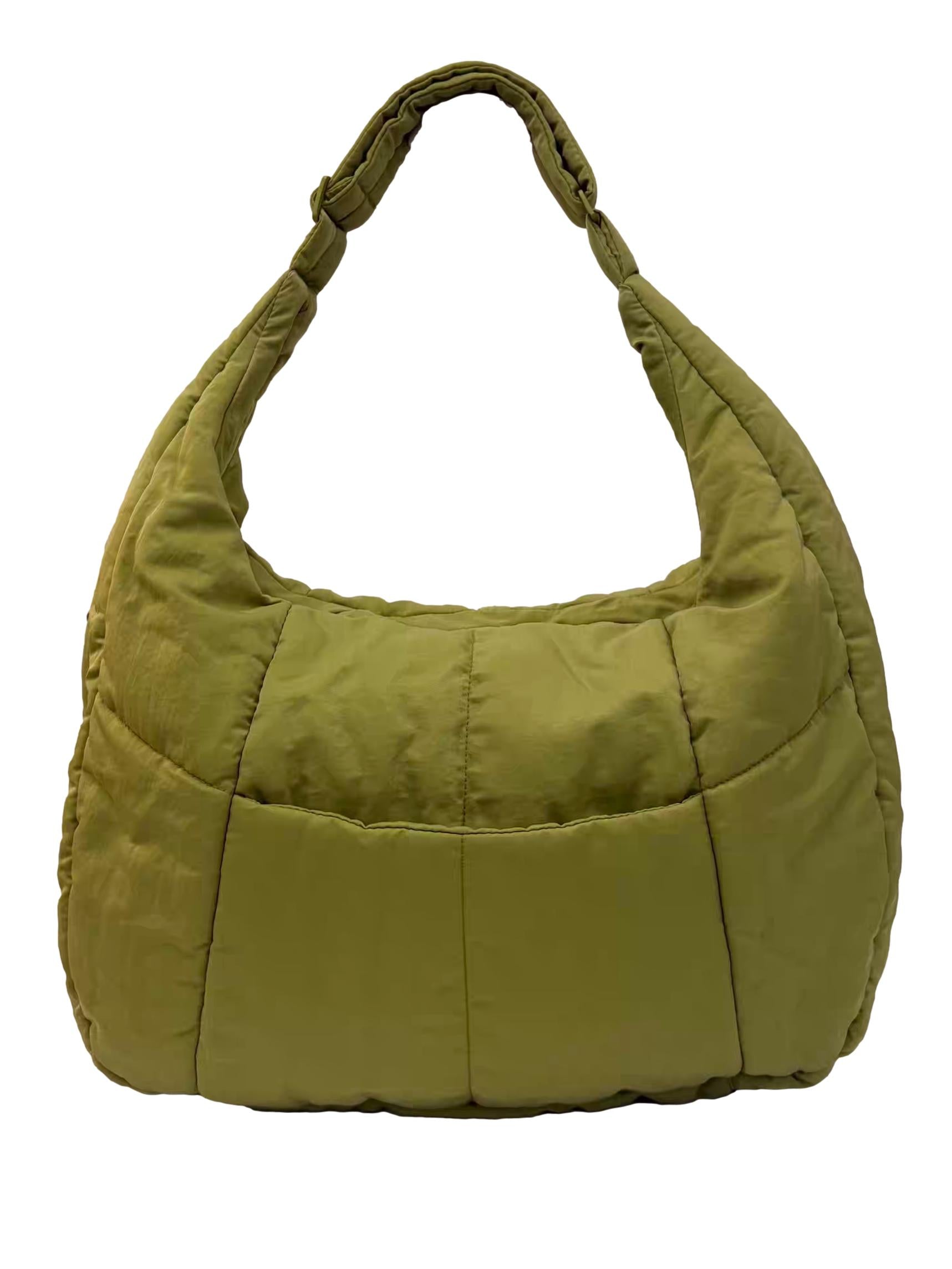 Green Nylon Puffer Carryall Crossbody Bag CSN