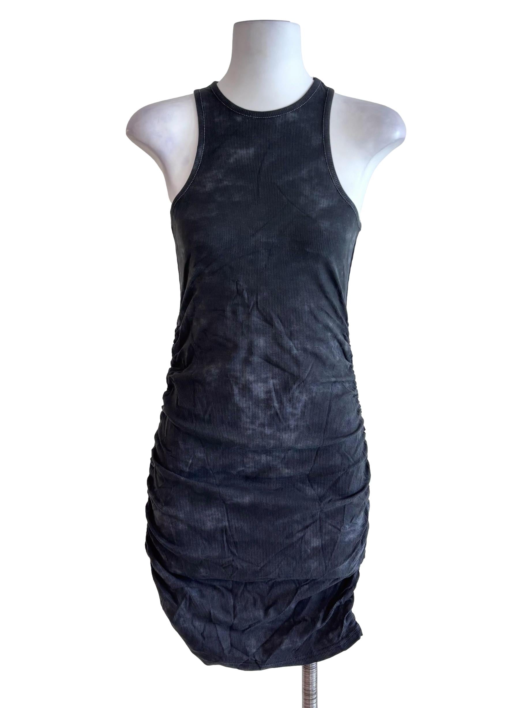 Black Aerin Asymmetrical Ruch Side Dress