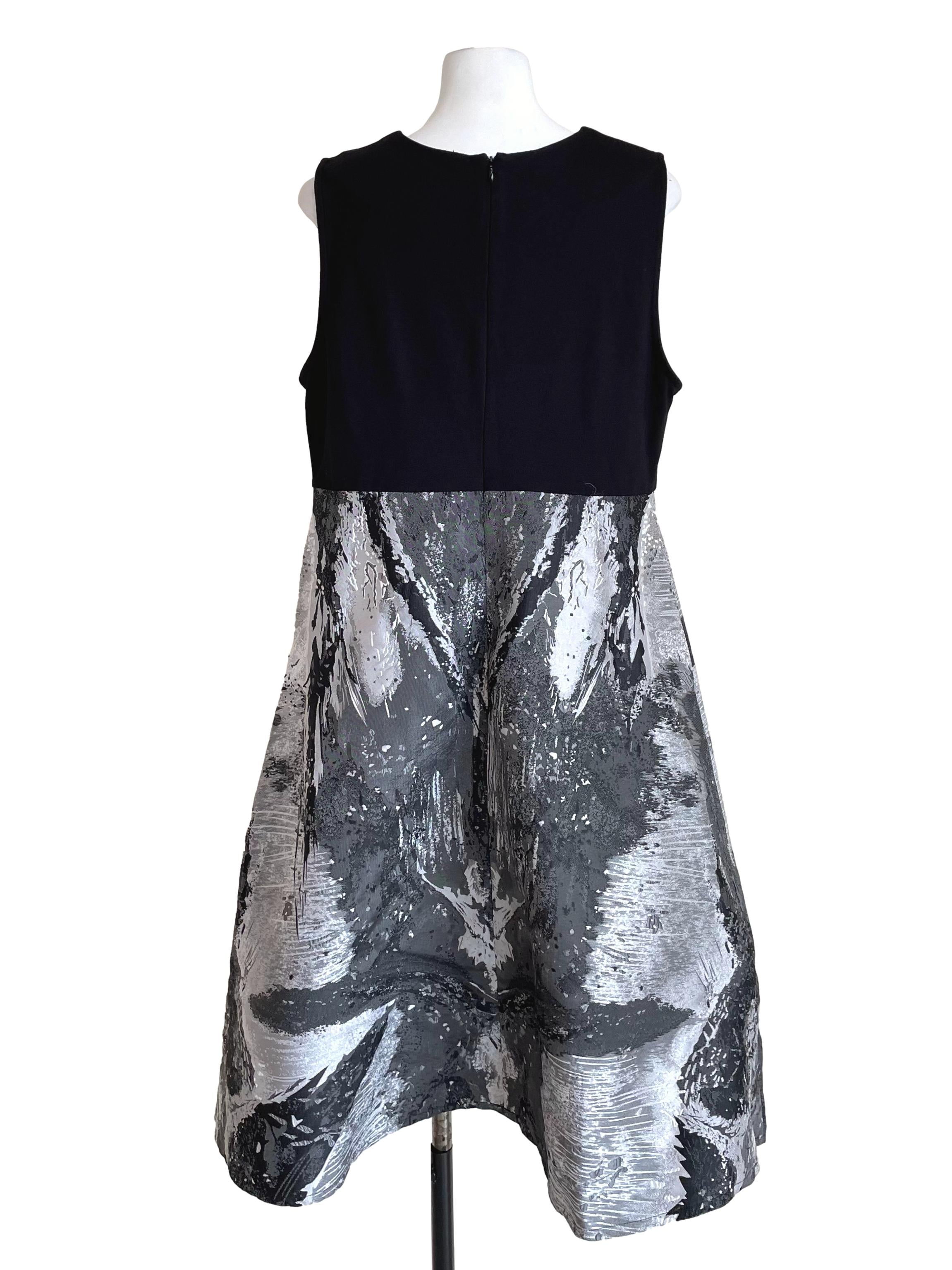 Black & Grey Contrast A-Line Dress