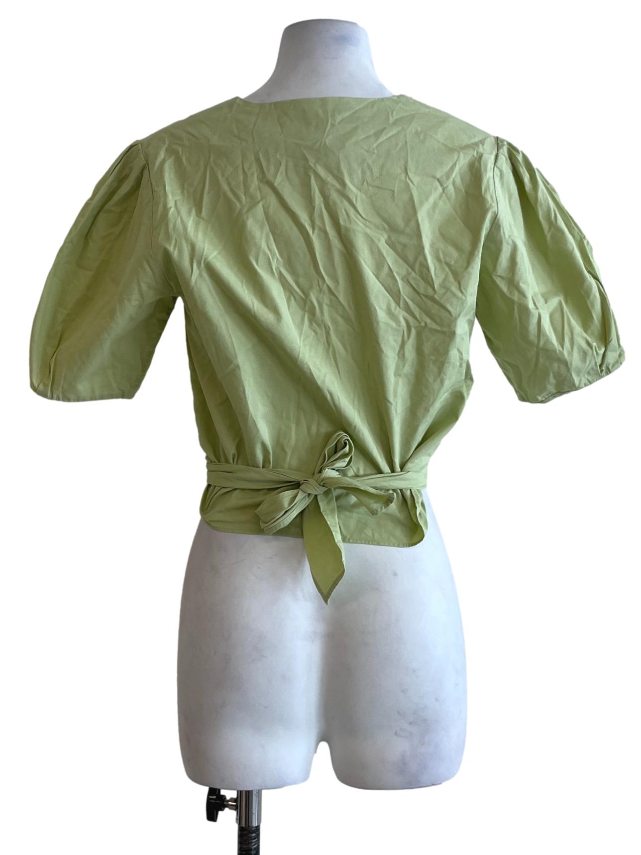 Green Cotton Wrap Top OSN