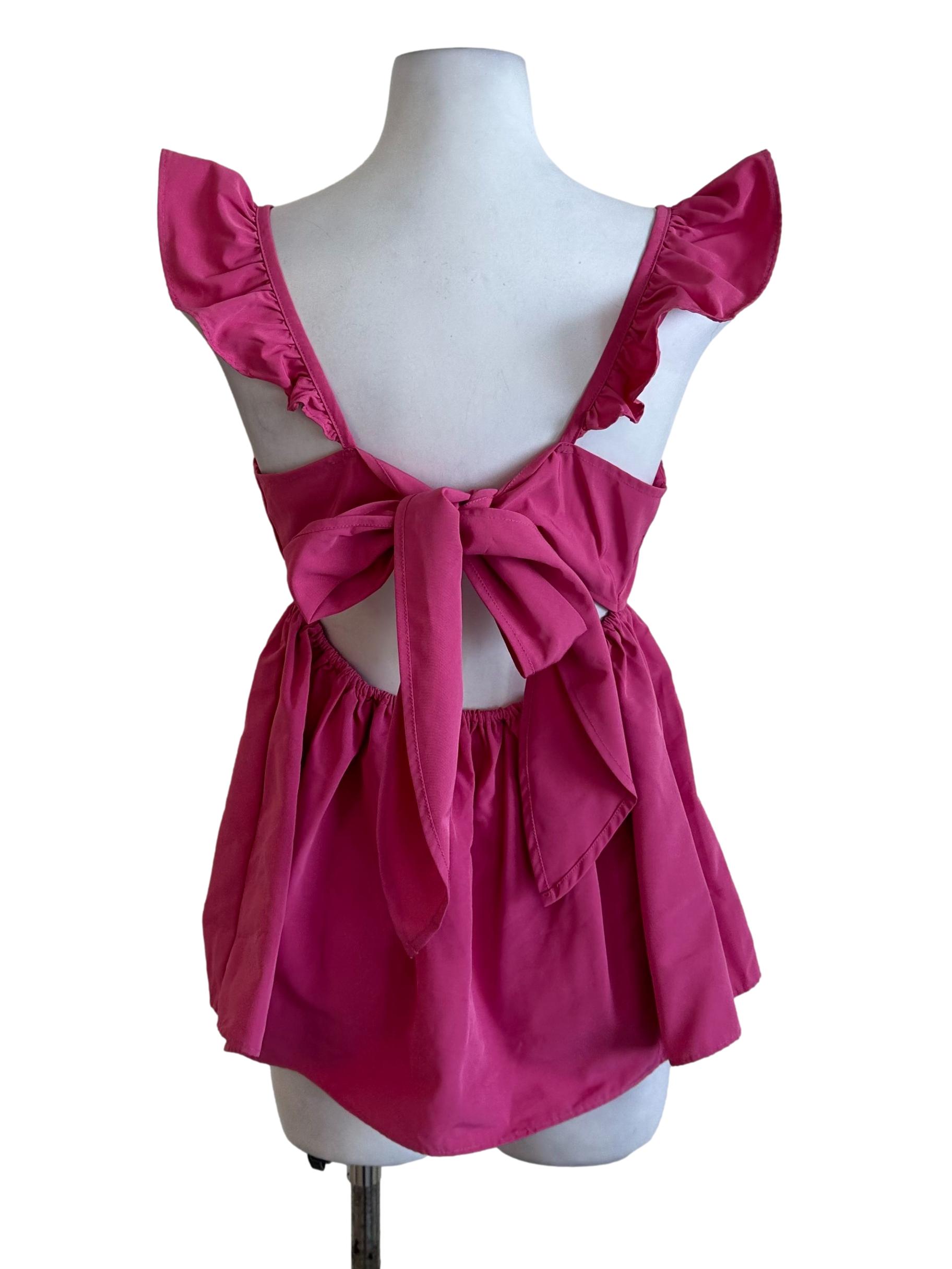 Fushia Pink Ruffle Babydoll Top LB