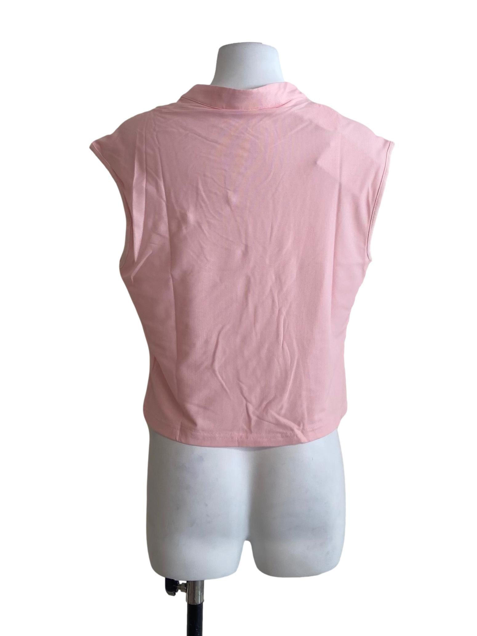 Pink Daniah Mandarin Collar Mesh Top