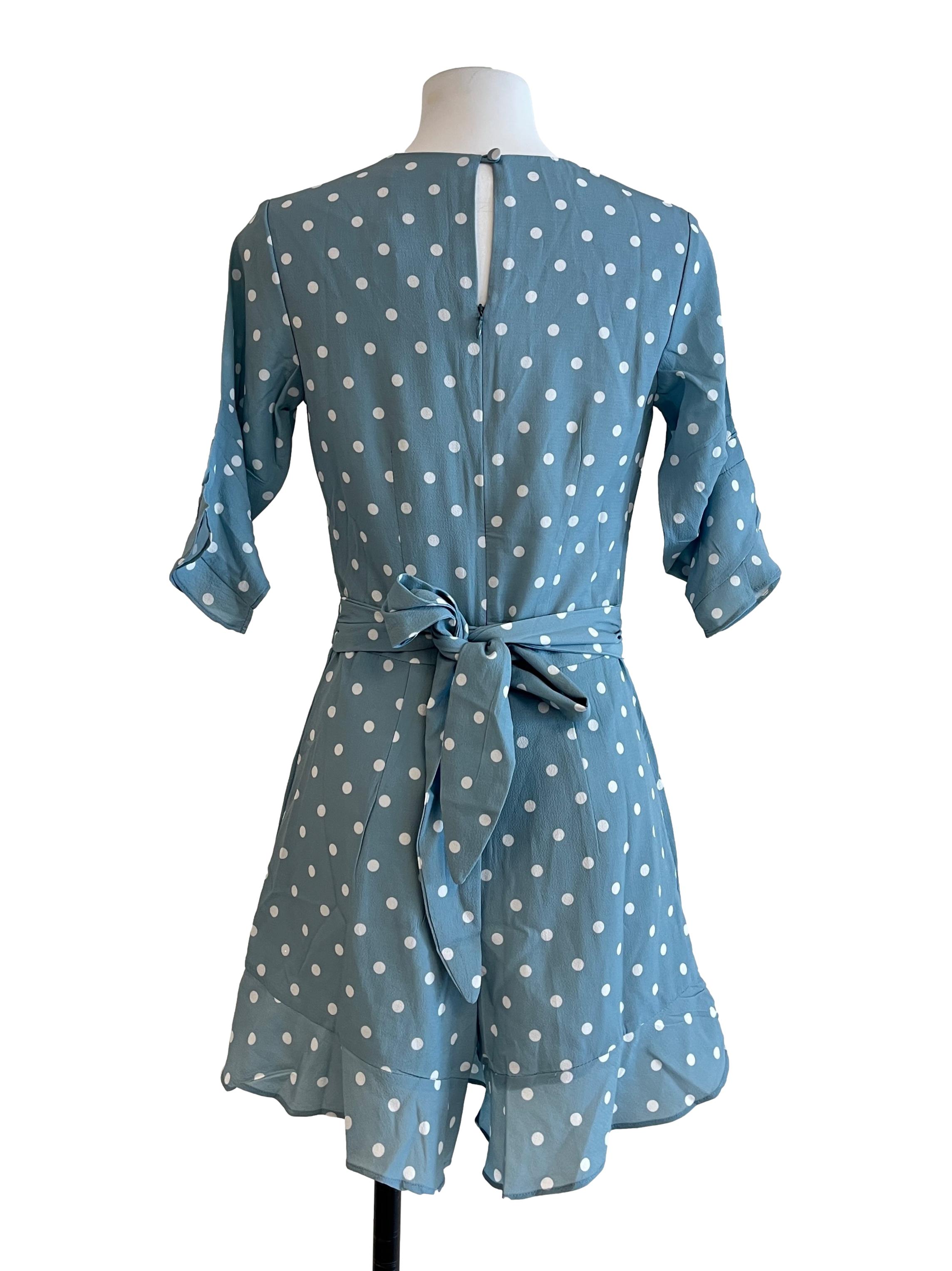 Teal Blue Polkadot Romper