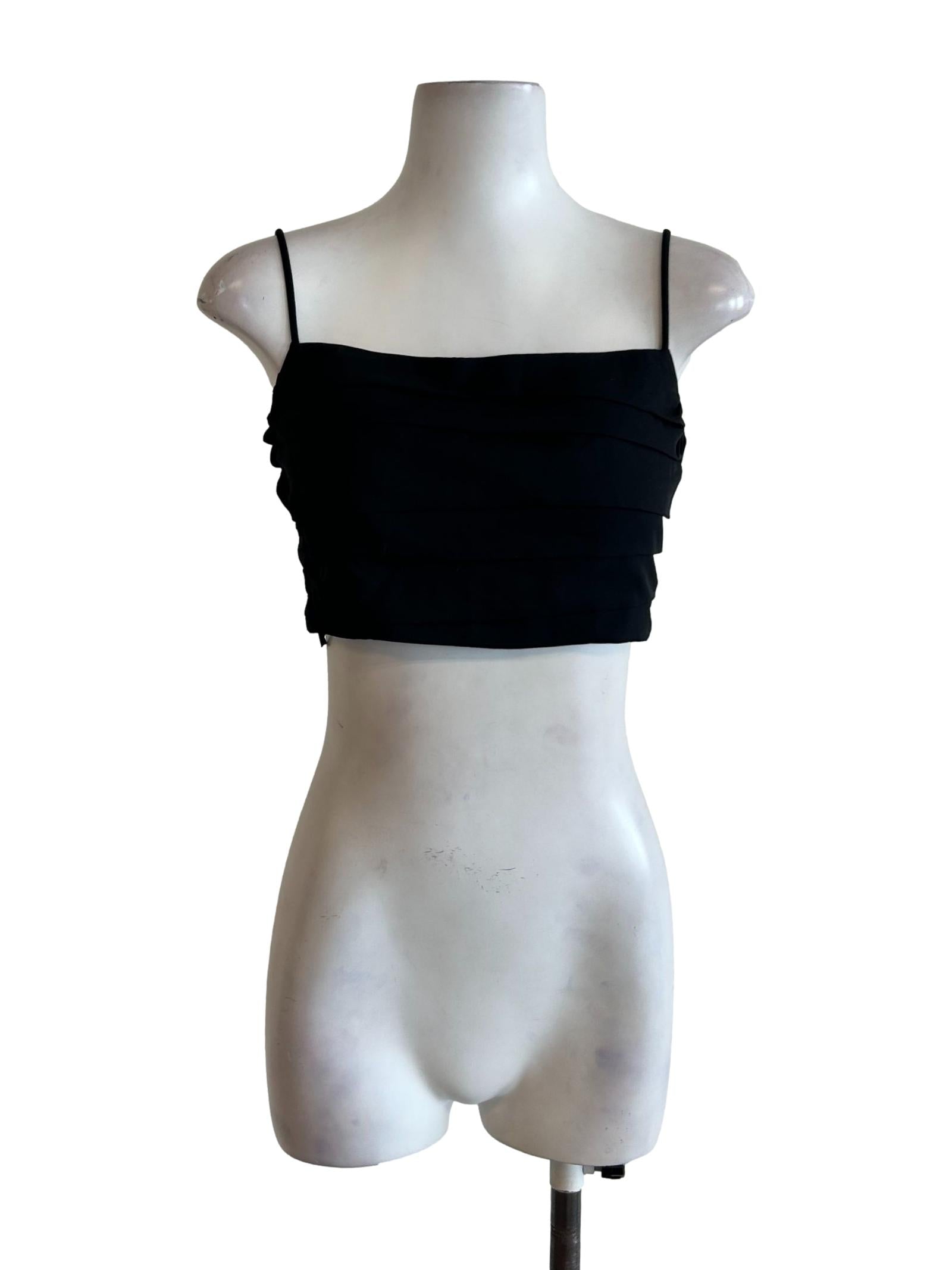 Black Pleated Cami Crop Top