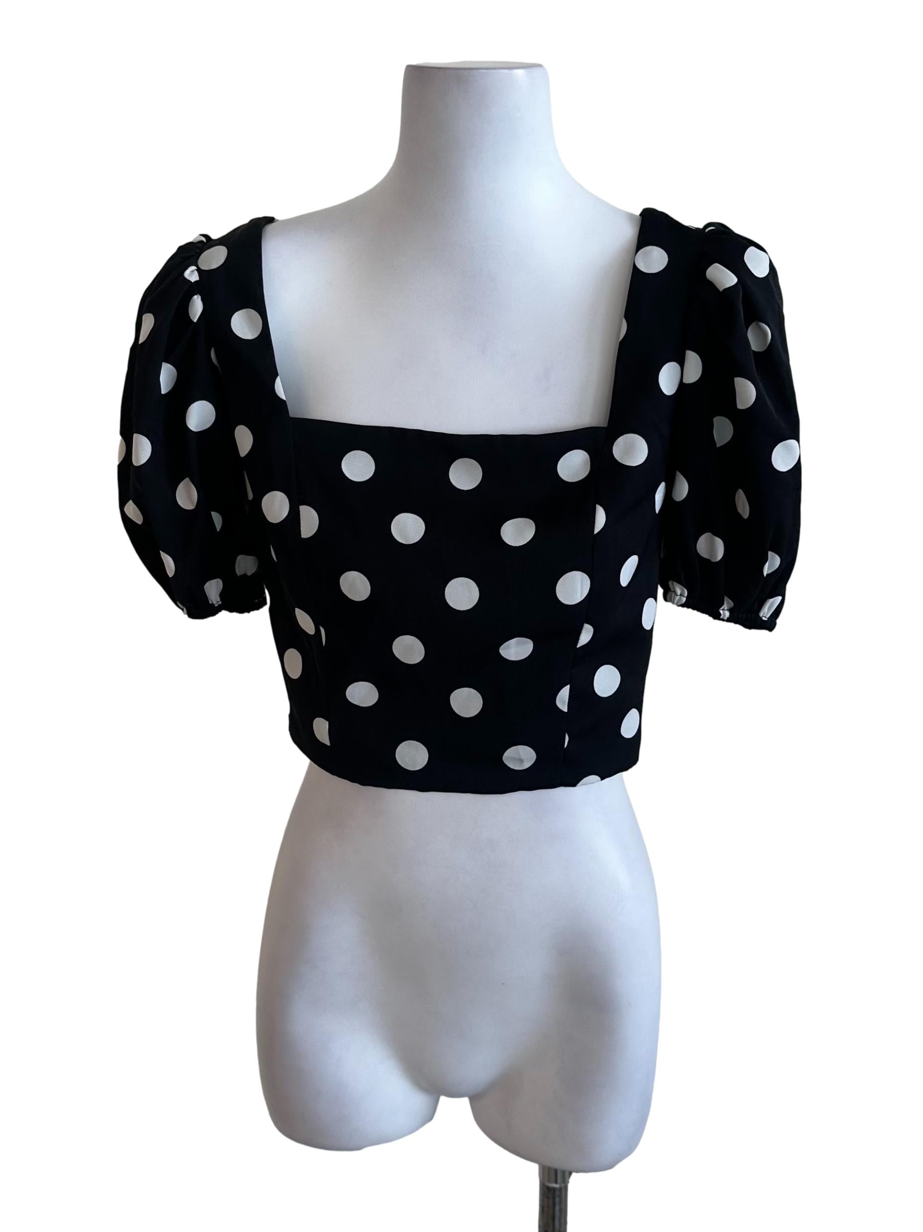 Black White Polkadot Top