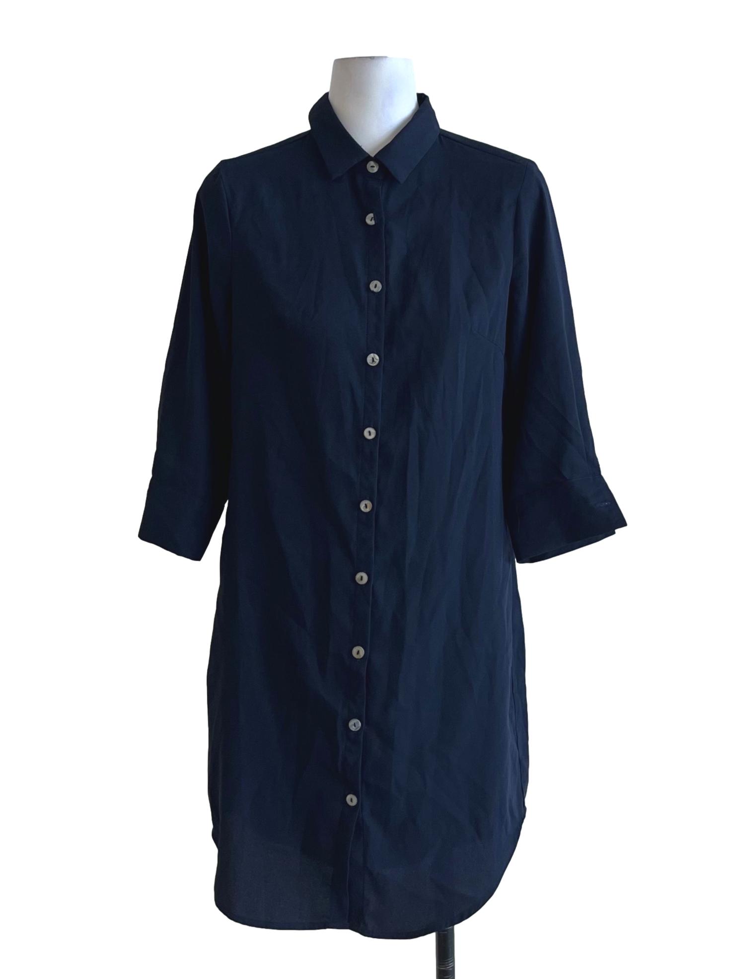 Navy Blue Wing Collar Shirt Dress LB