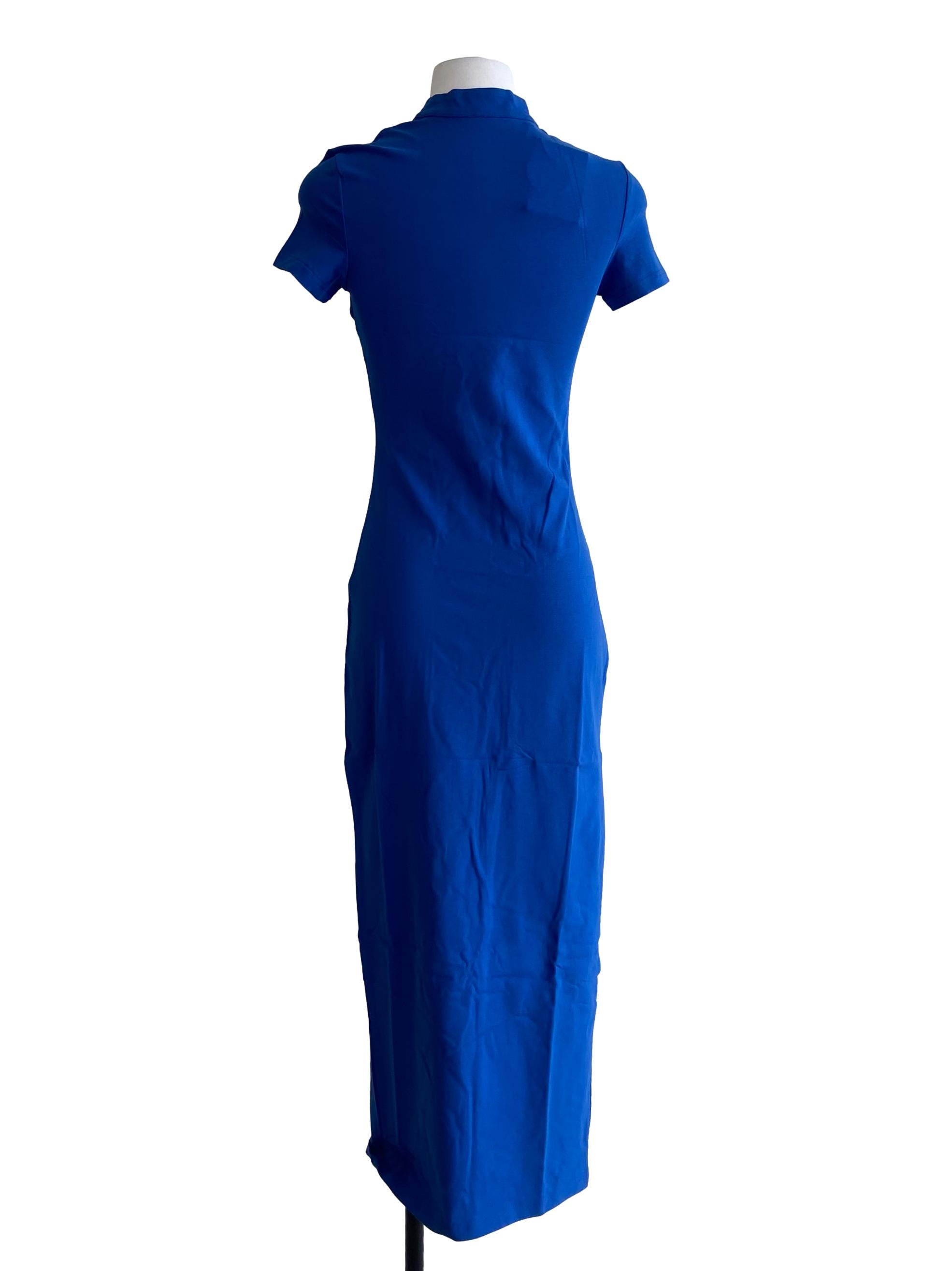 Blue Mae Mandarin Collared Maxi Dress