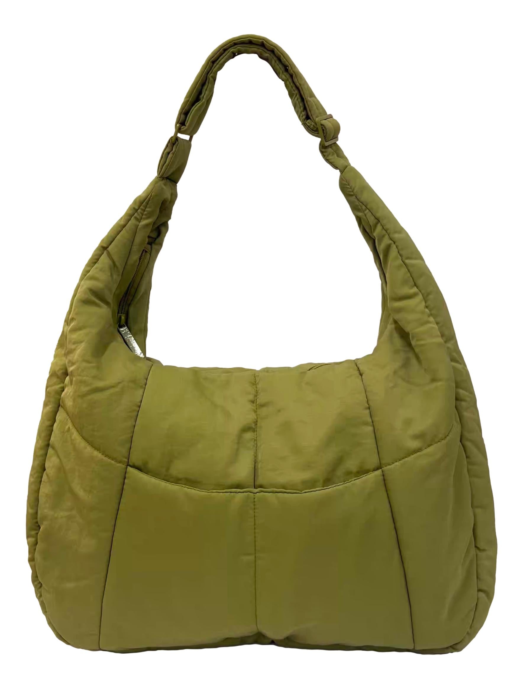 Green Nylon Puffer Carryall Crossbody Bag CSN