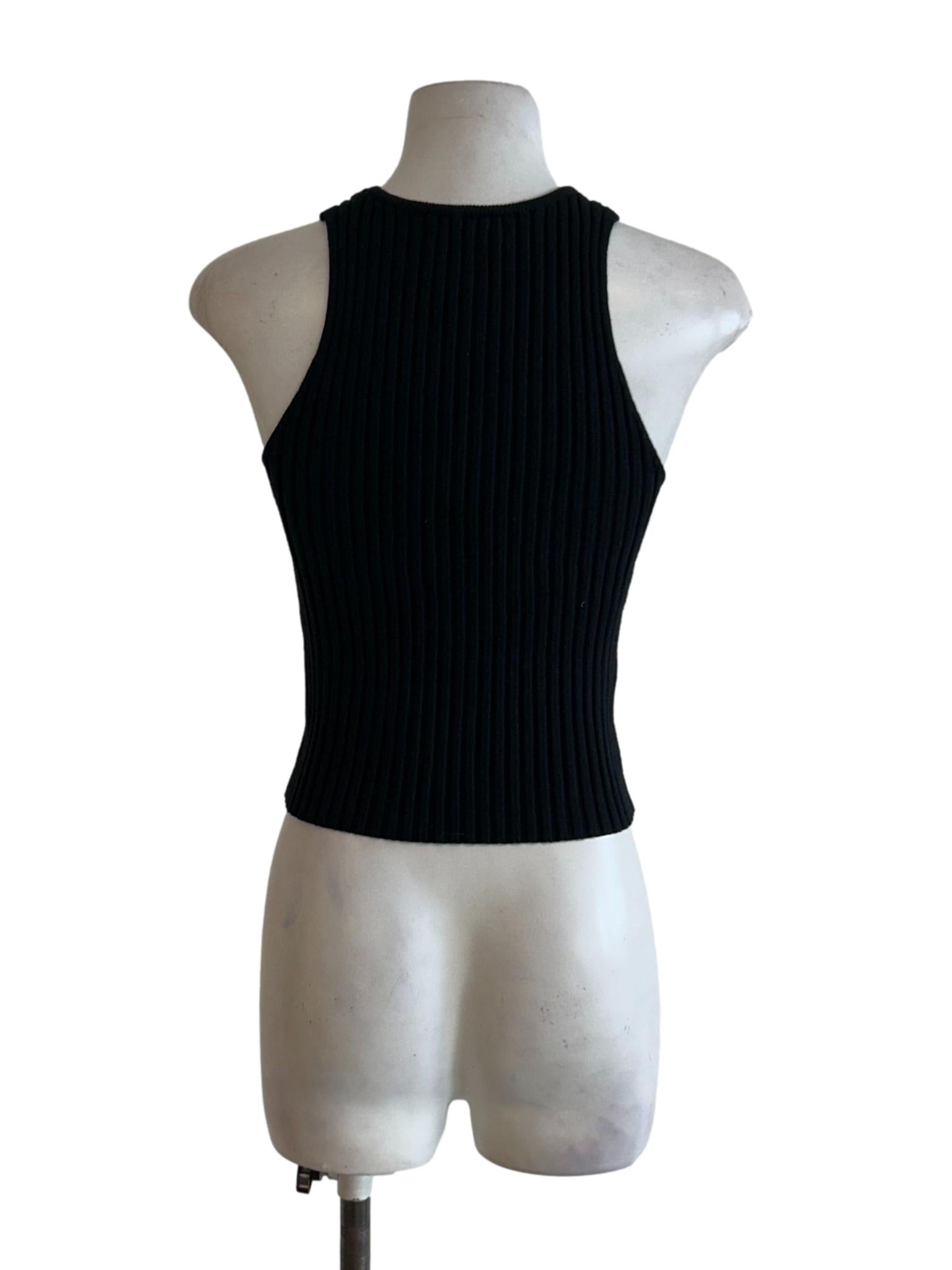 Black Rib Knit Halter Top