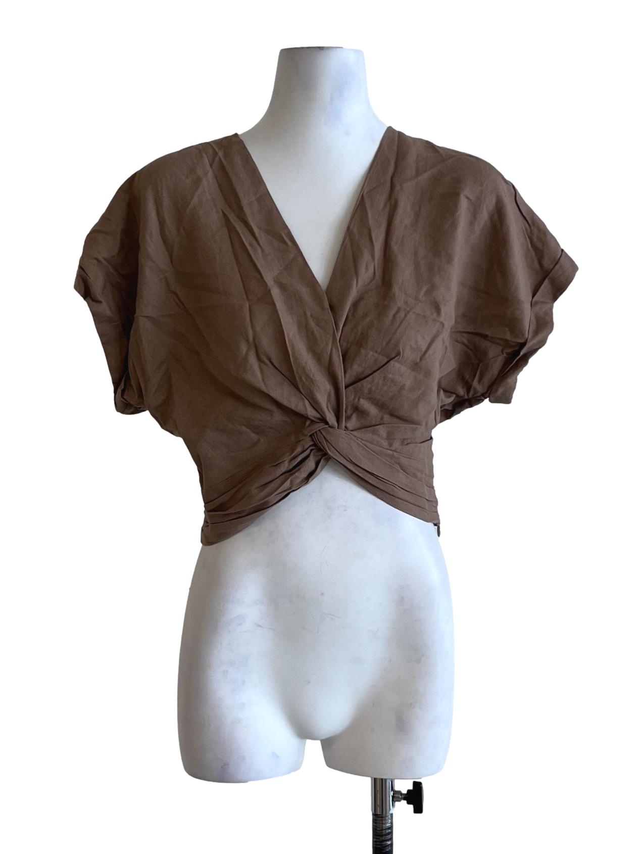 Peanut Brown V-Neckline Blouse LB