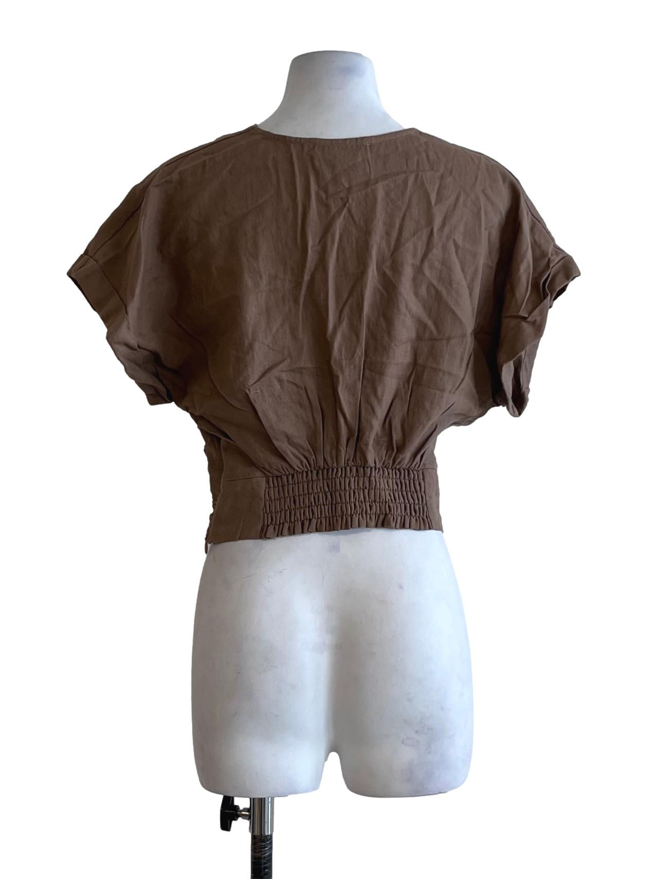 Peanut Brown V-Neckline Blouse LB
