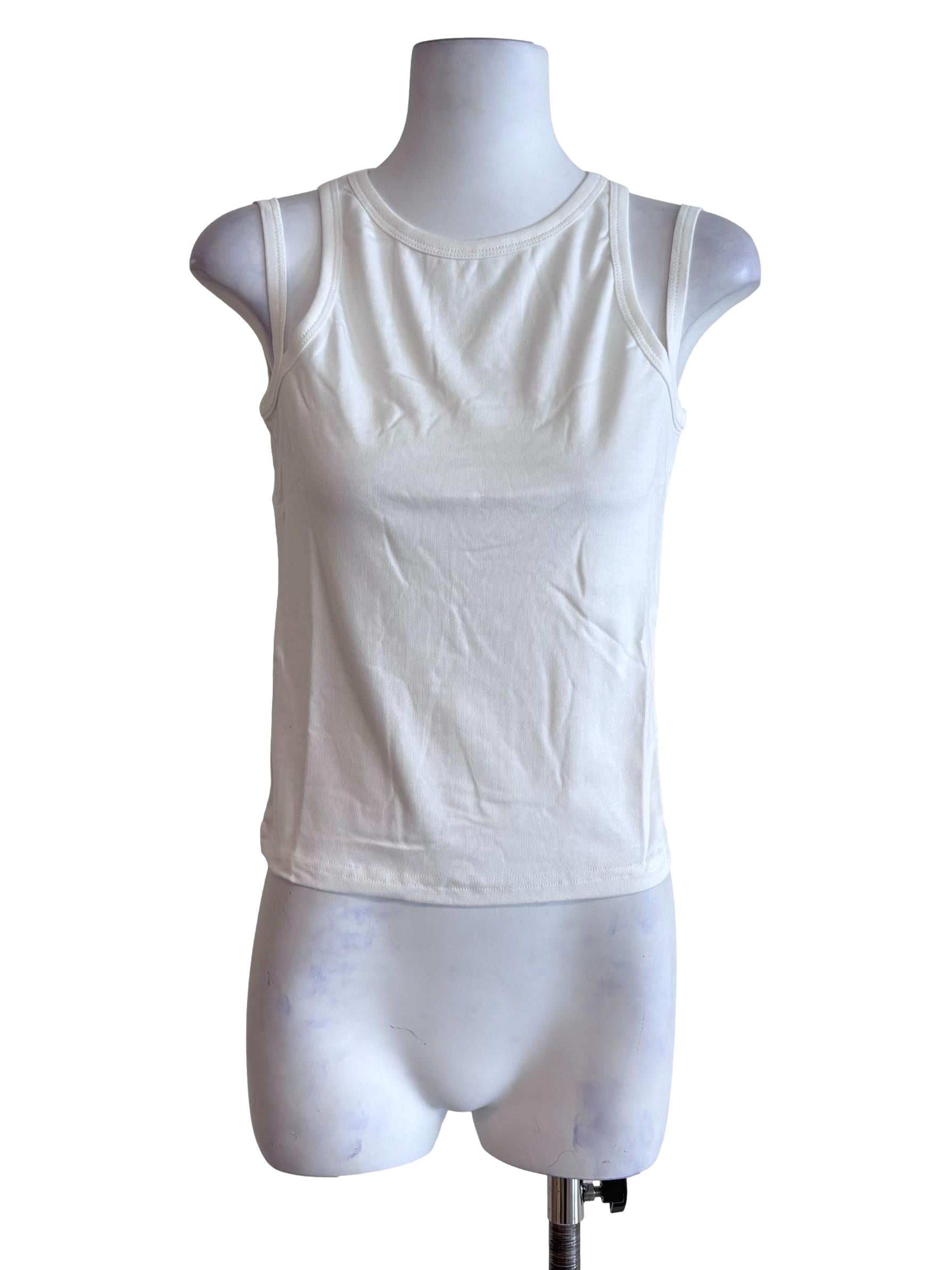 White Jayla Double Strap Tank Top