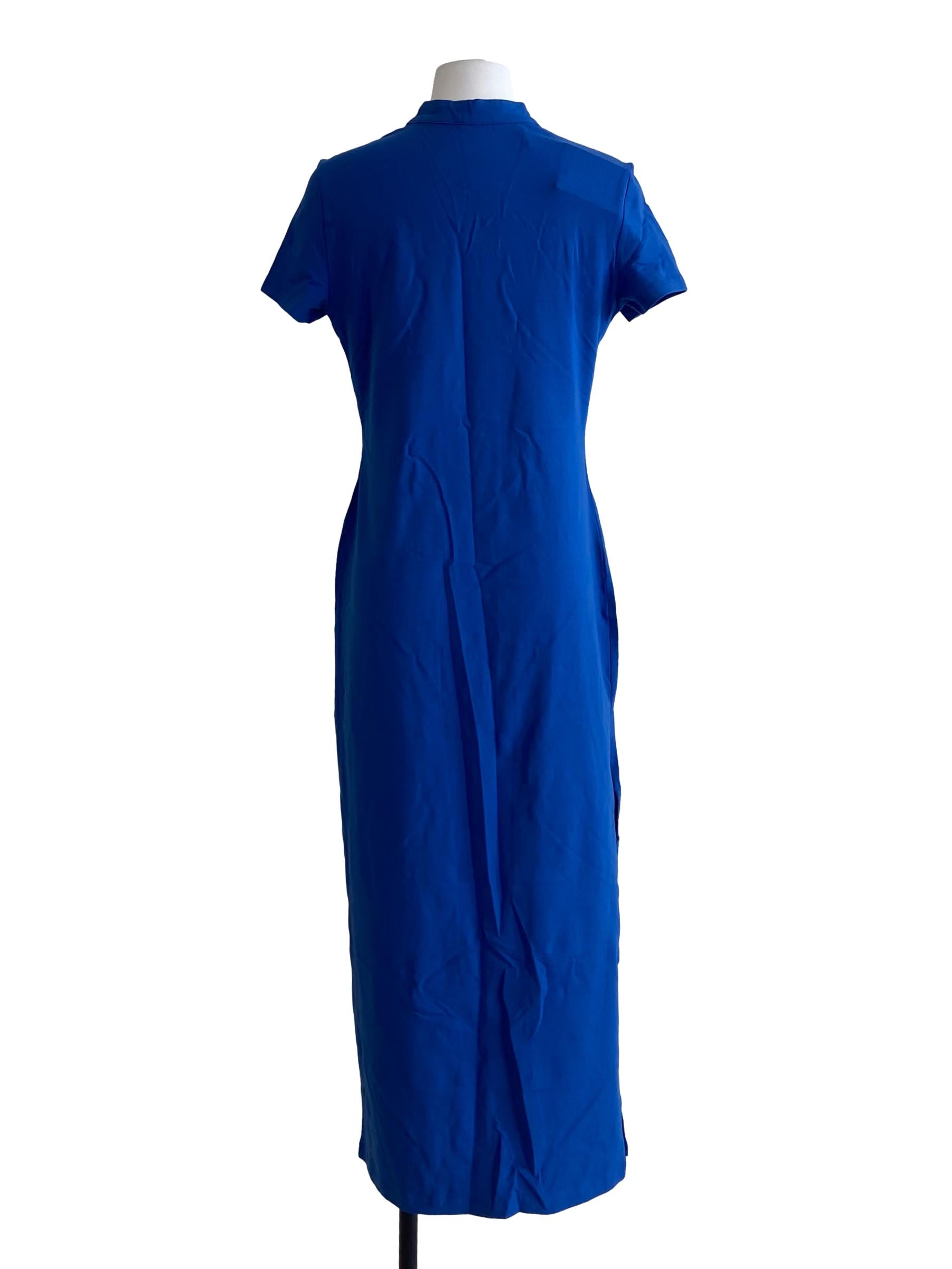 Blue Mae Mandarin Collared Maxi Dress