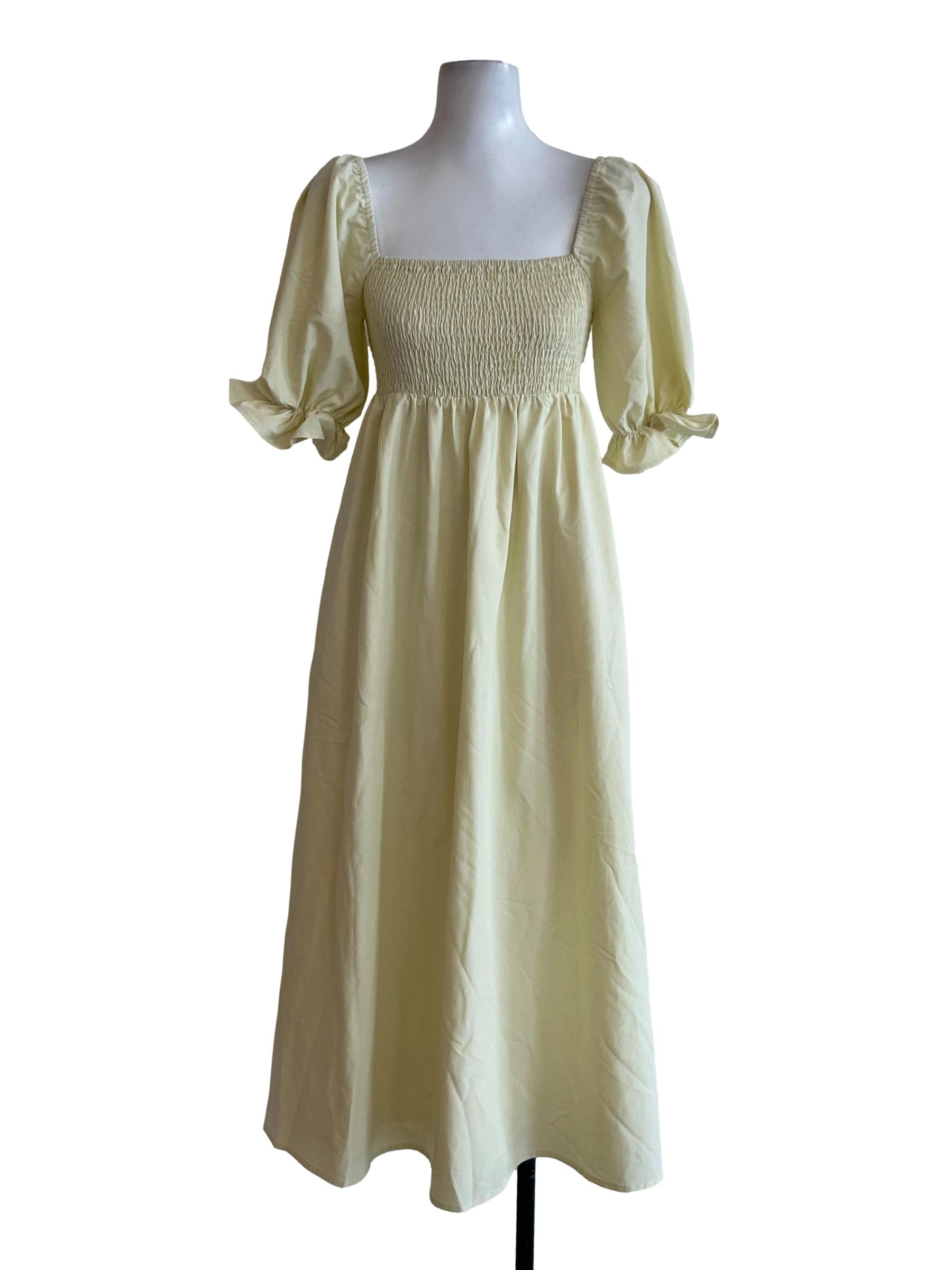 Pastel Yellow Smocked Dress
