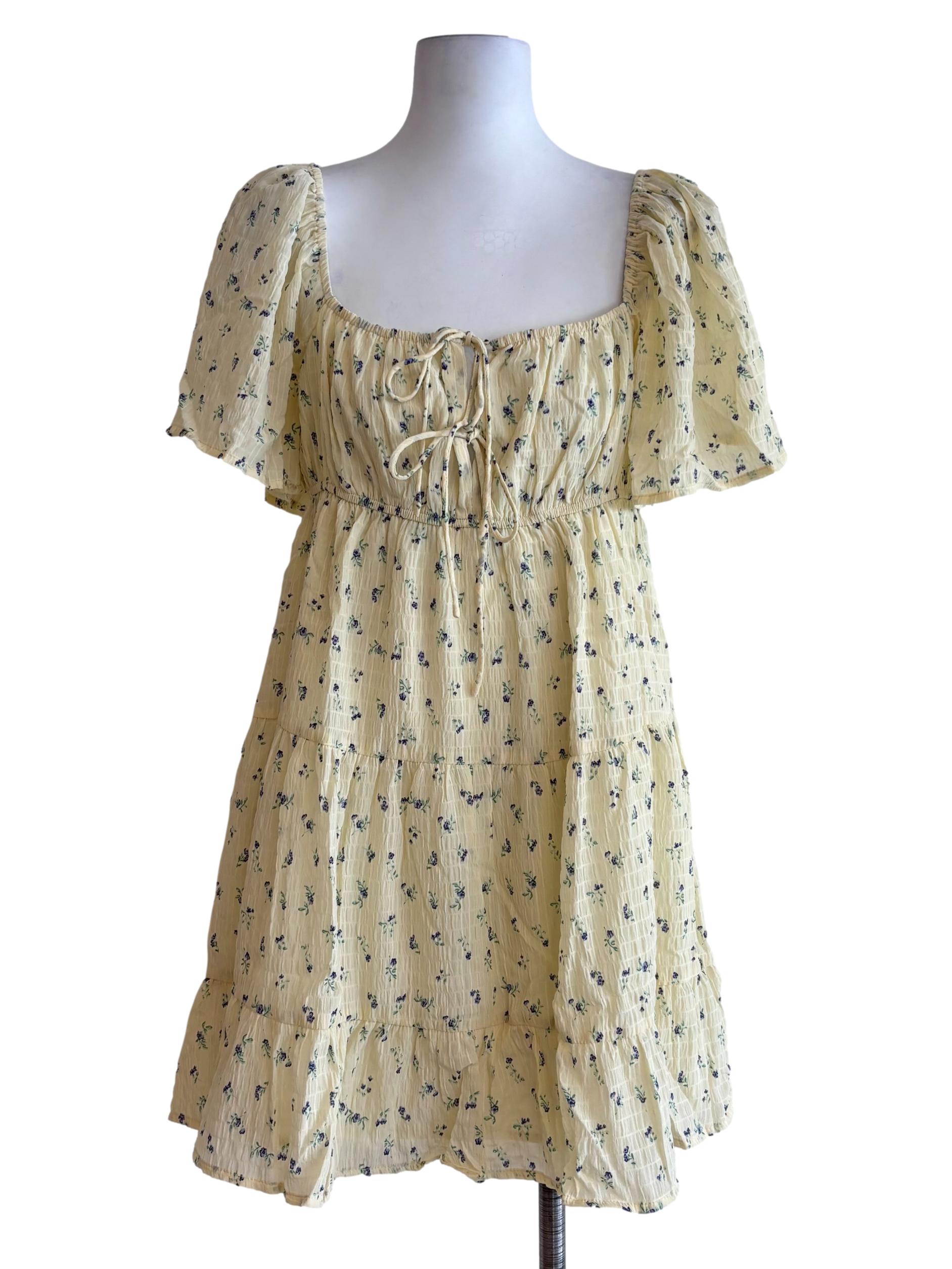 Yellow Loreine Flare Sleeve Dress