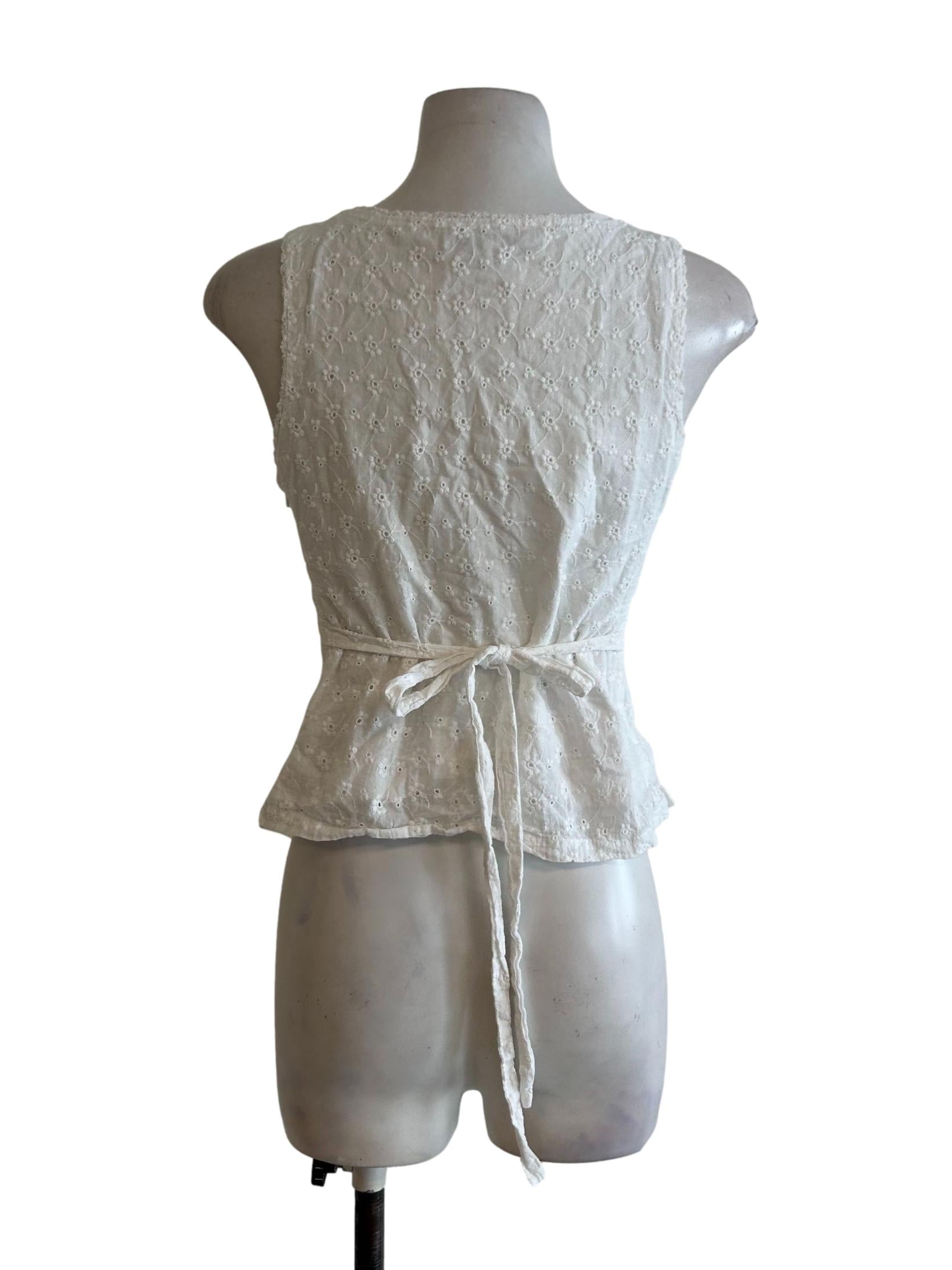 White Embroidered Sleeveless Top