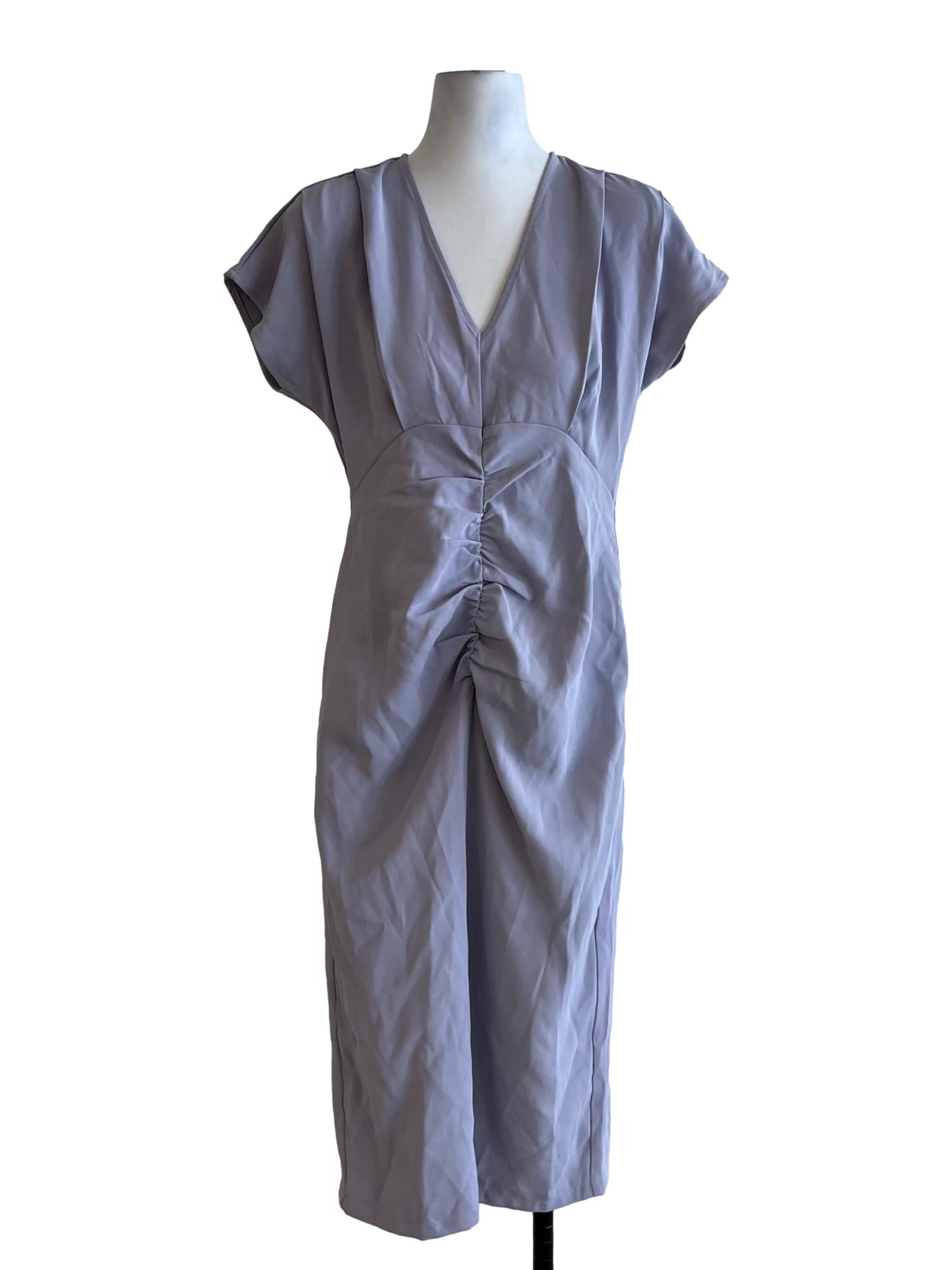 Lavender Purple V-Neckline Empire Dress