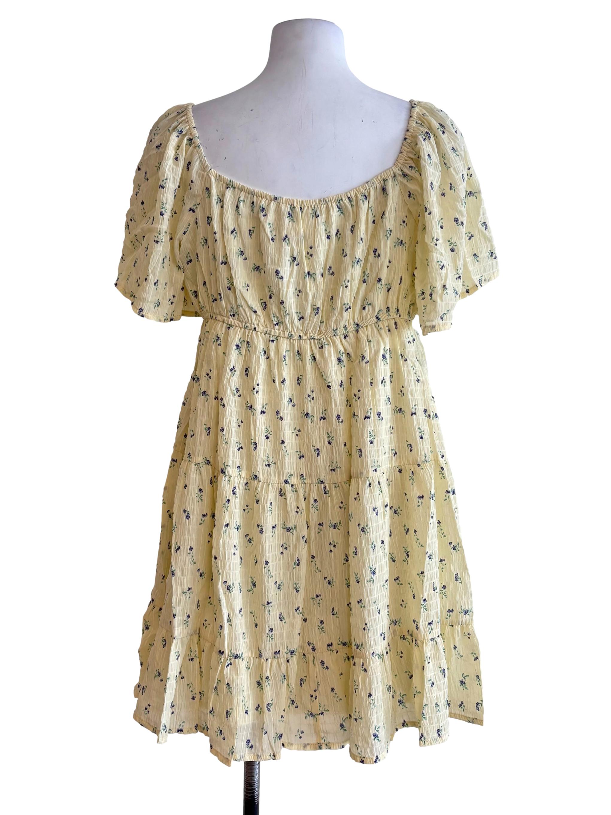 Yellow Loreine Flare Sleeve Dress