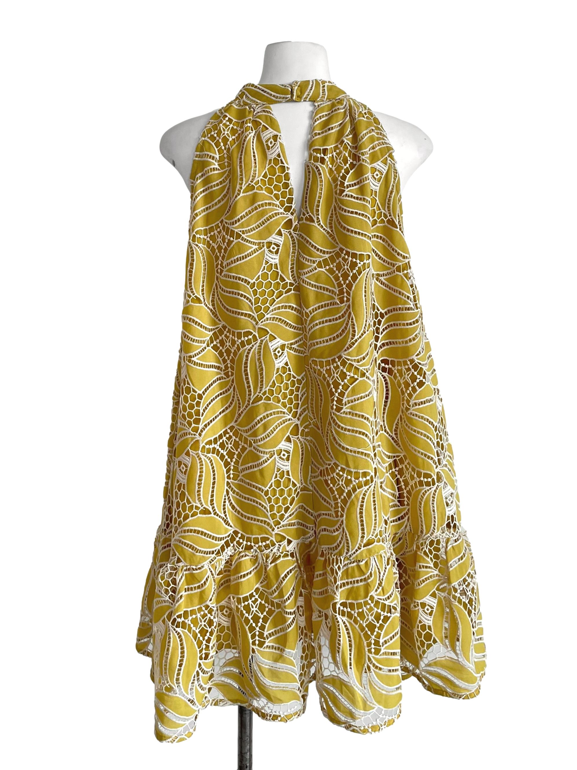 Dandelion Embroidery Halter Neck Tent Dress