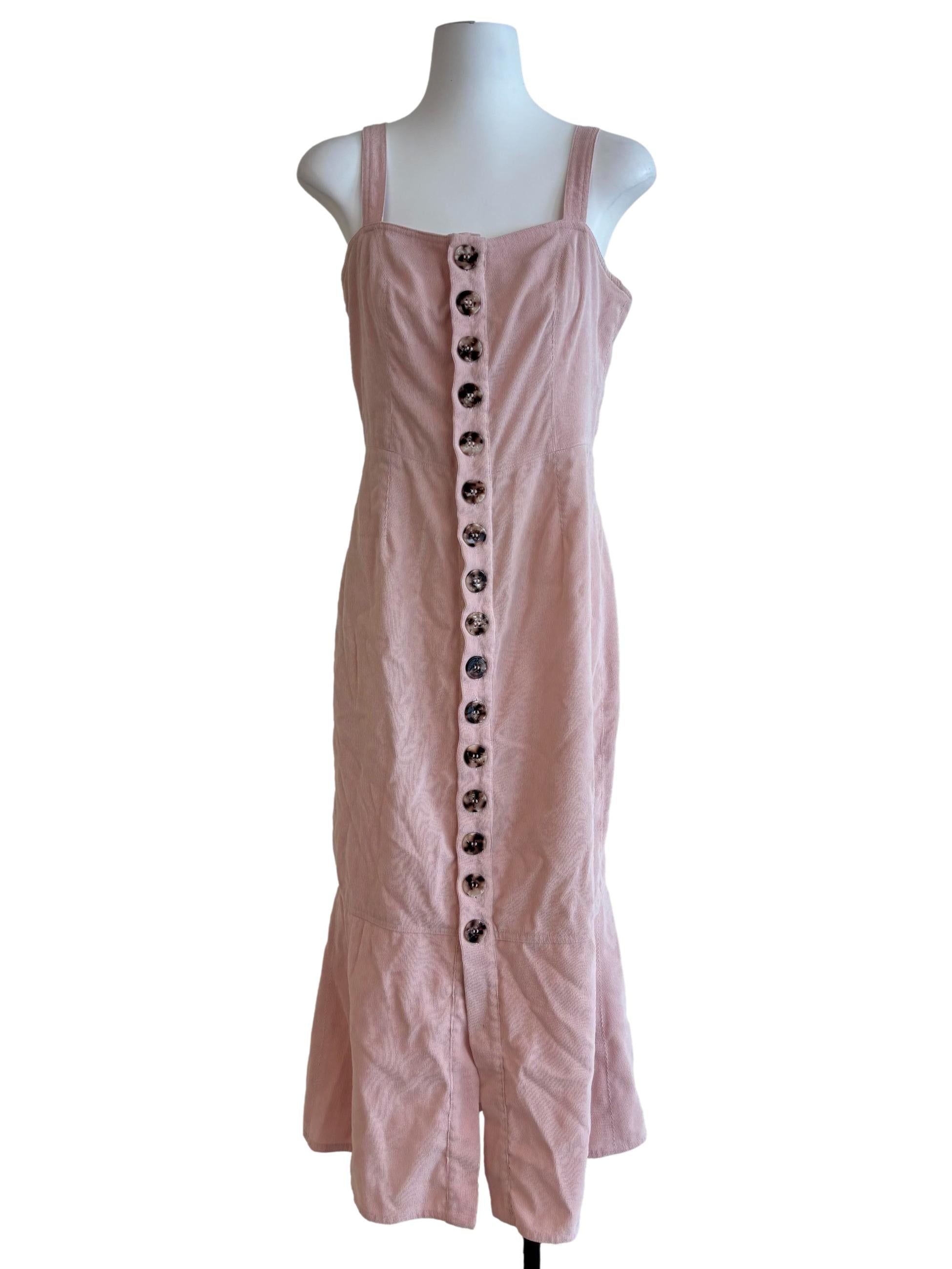 Baby Pink Apron Buttoned Dress