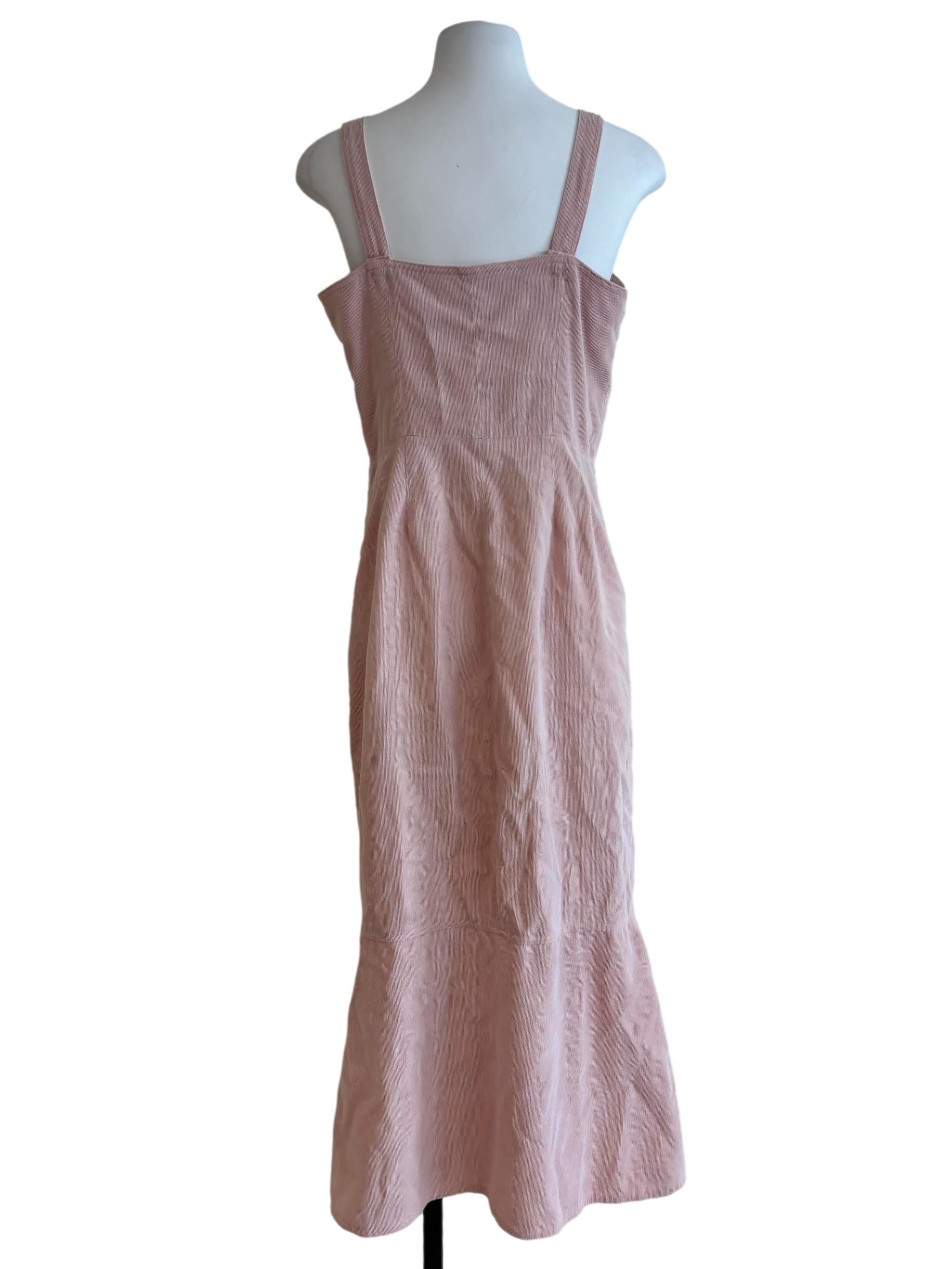 Baby Pink Apron Buttoned Dress