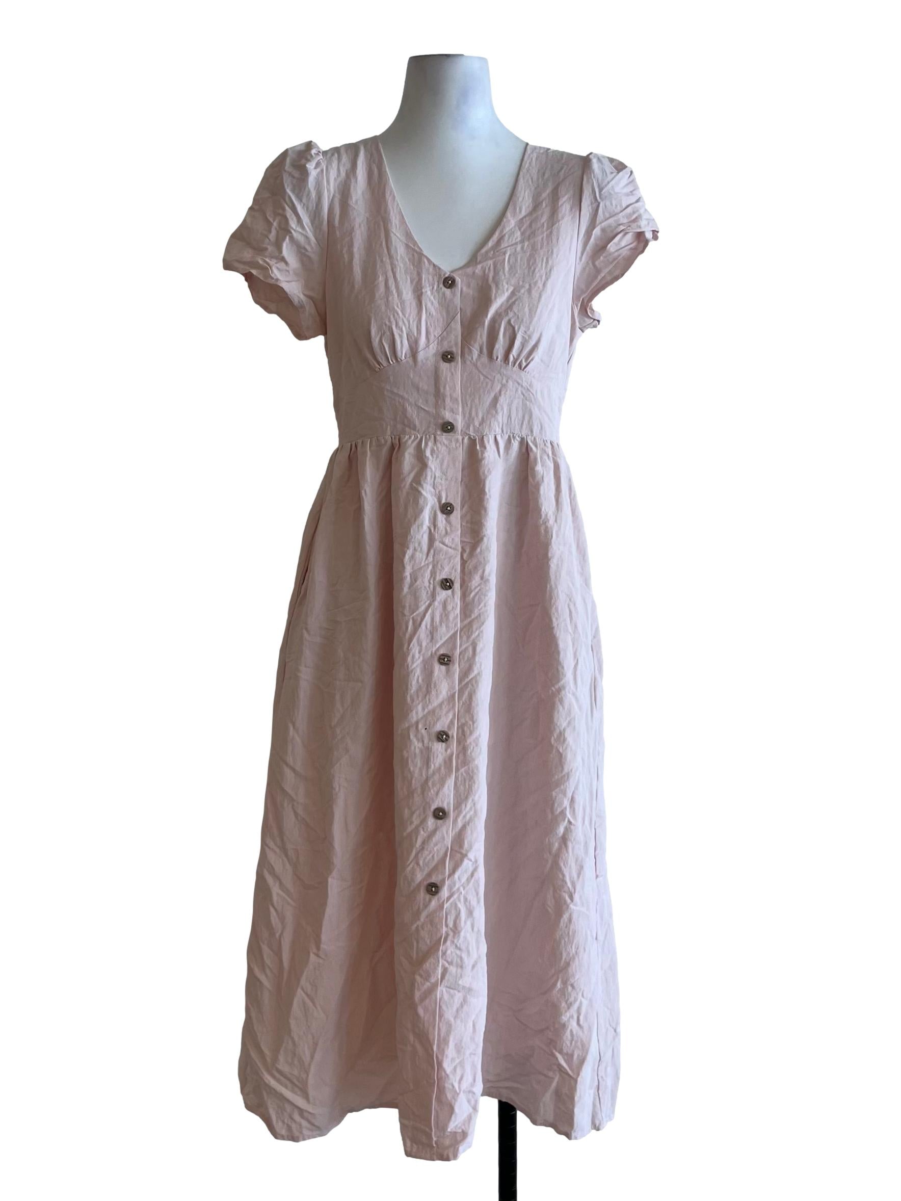 Lemonade Pink Scoop Neckline Empire Dress