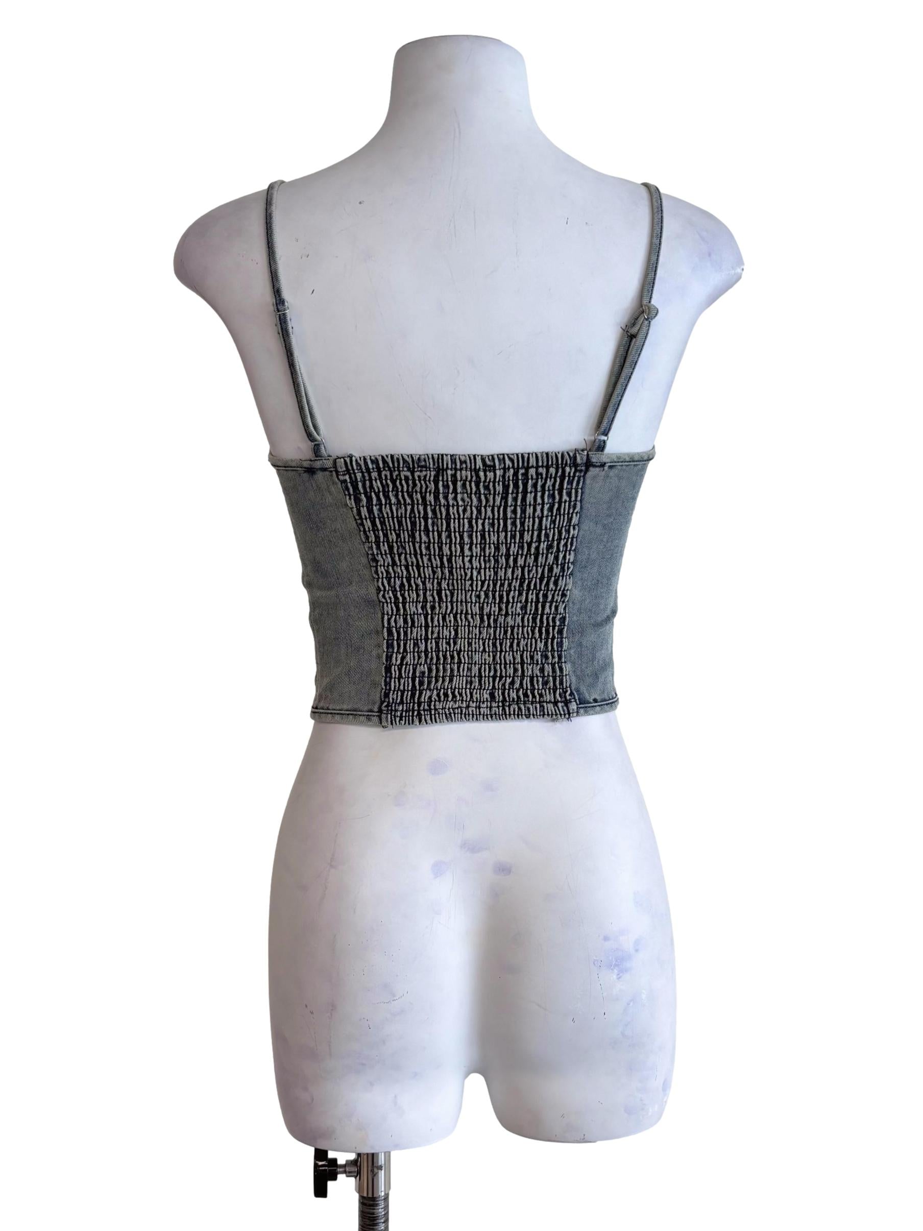Blue Kacey Hook Front Corset Denim Top